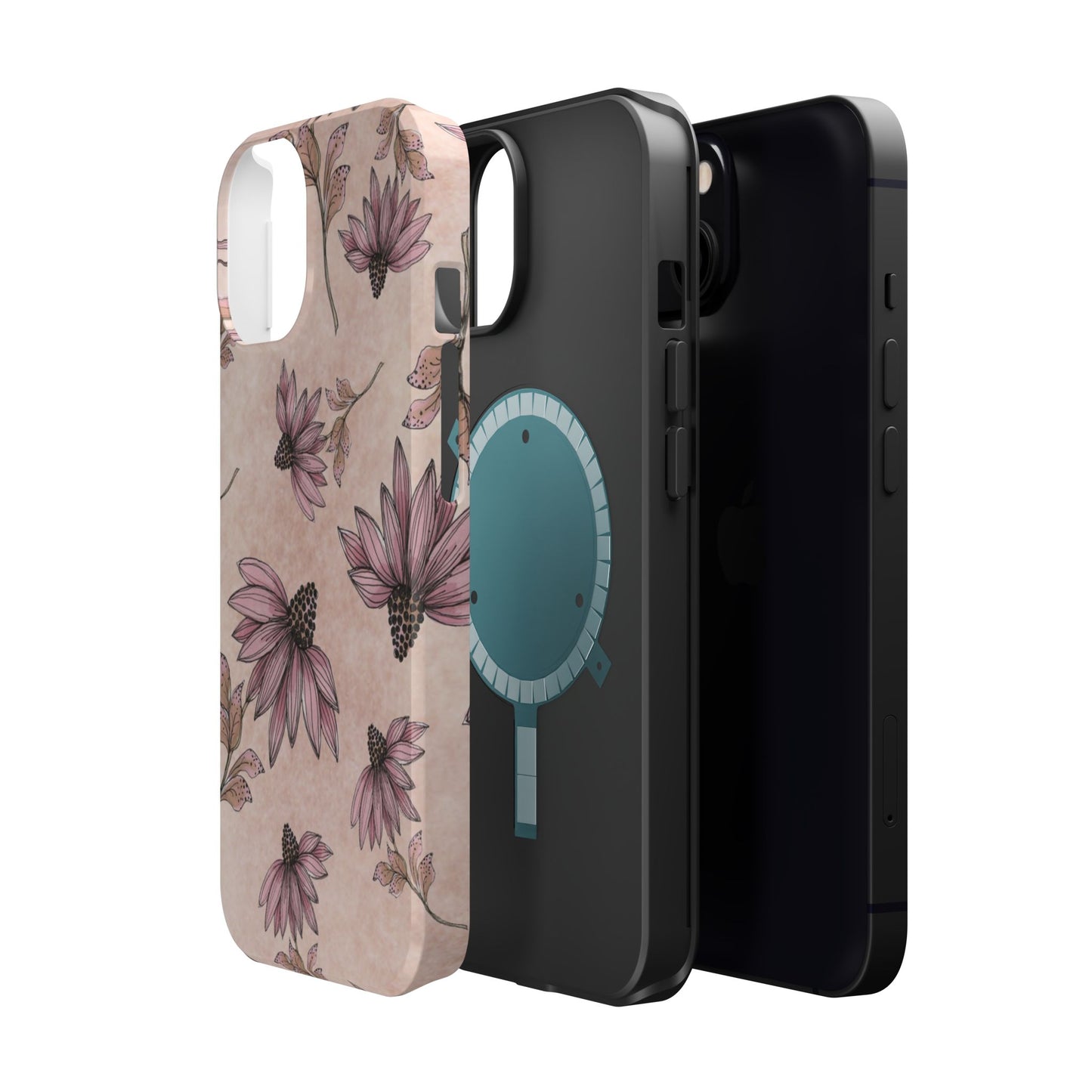 Wild Cone Flowers Pink Marble Phone Case