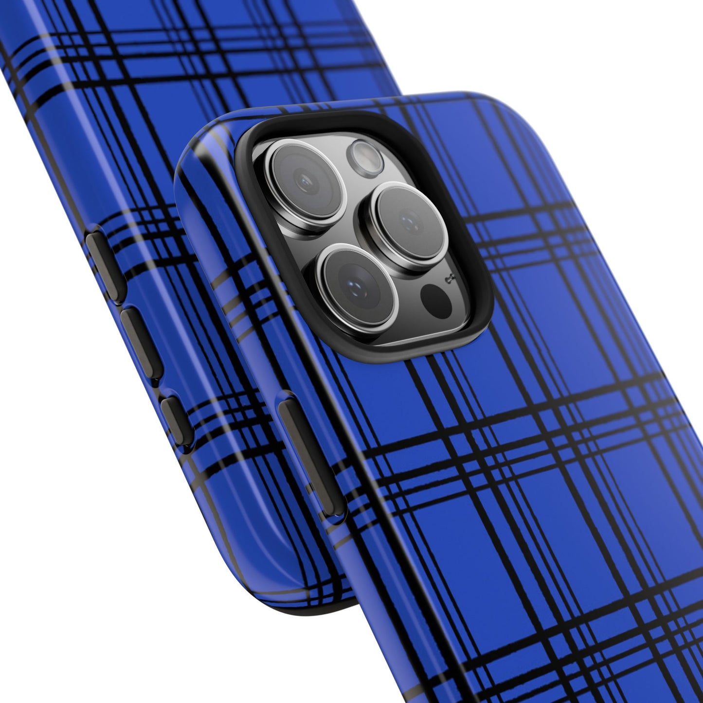 Glad Plaid Blue / Black Phone Case
