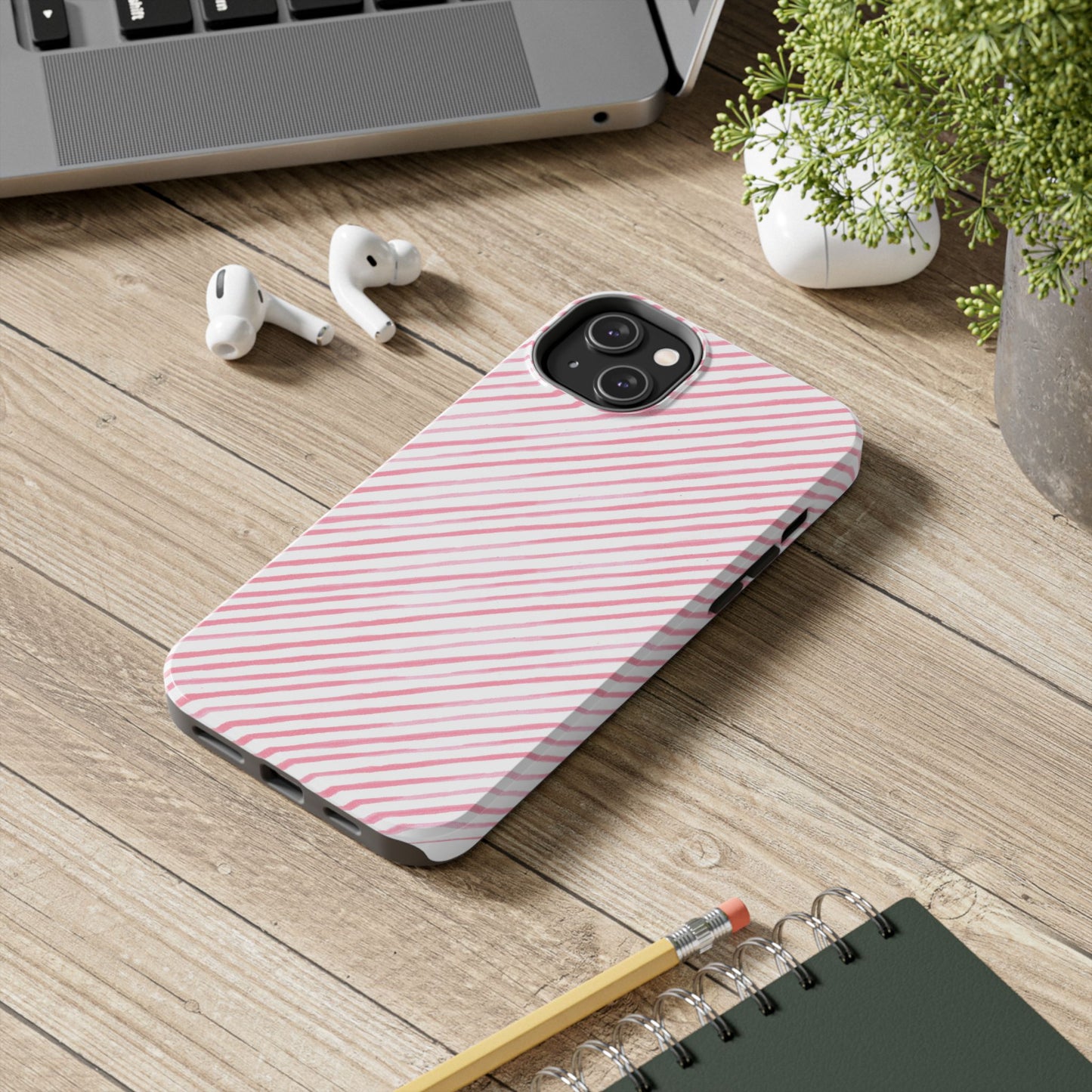 Bias Stripe White / Pink Phone Case