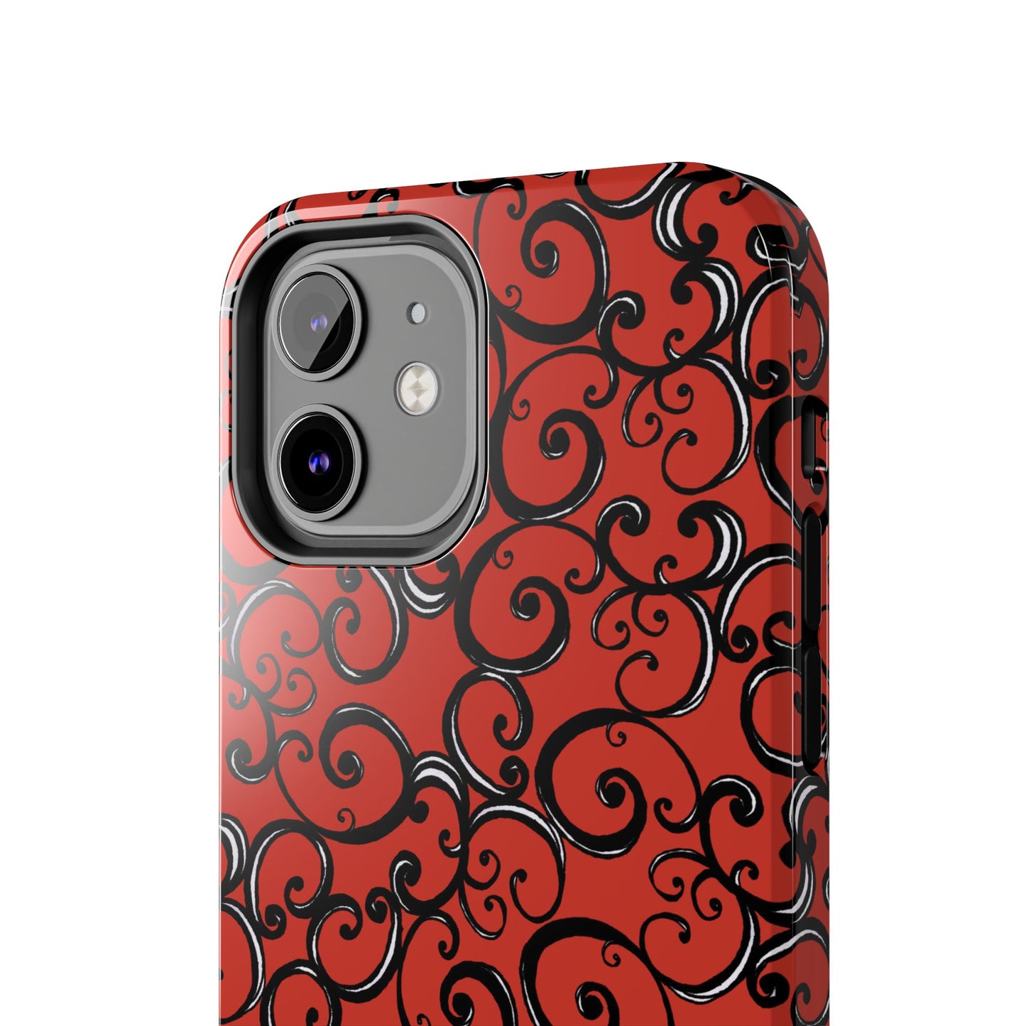Curls Red / Black Phone Case