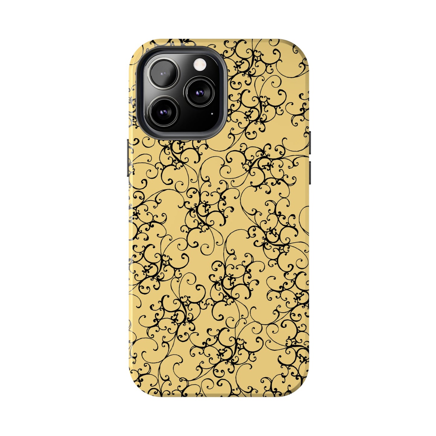 Elegant Scroll Yellow / Black Phone Case