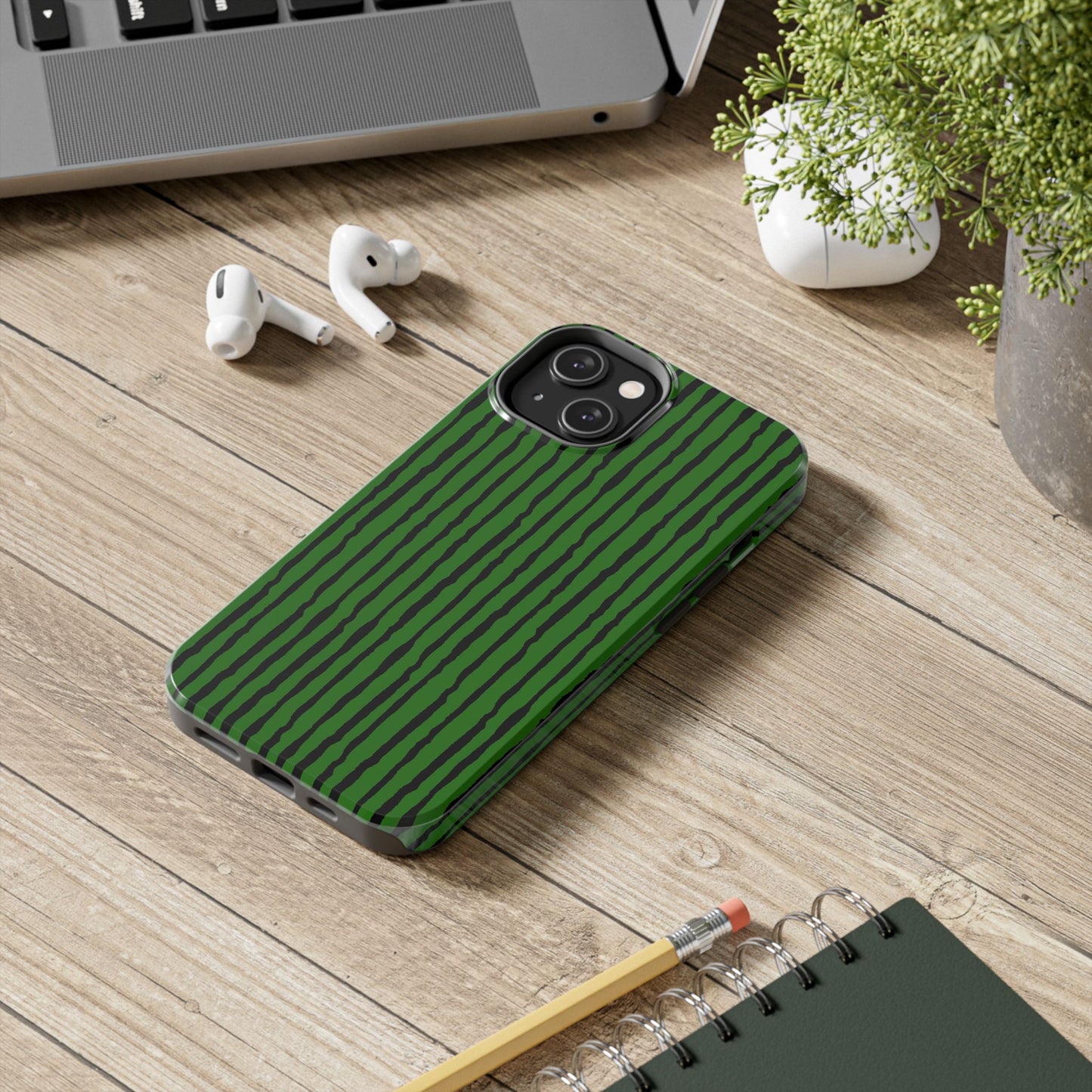 Sorta Stripe Green / Black Phone Case