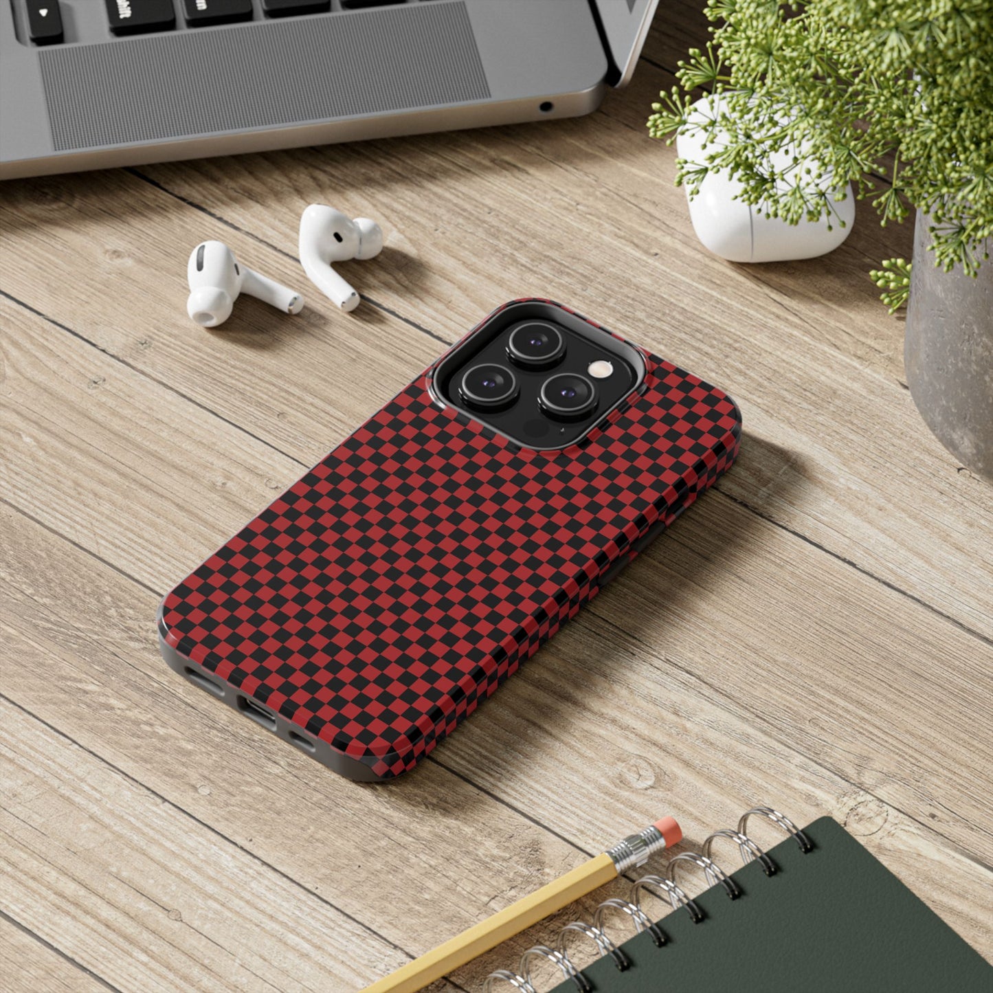 Checkerboard Red / Black Phone Case