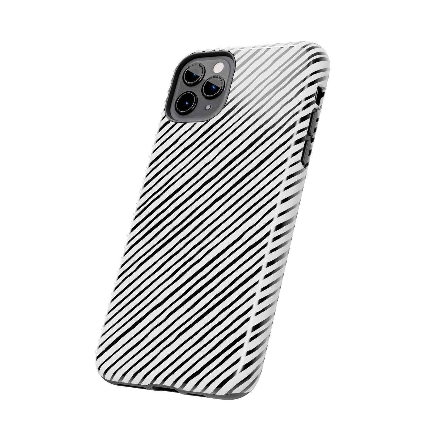 Quirky Bias Stripe White / Black Phone Case