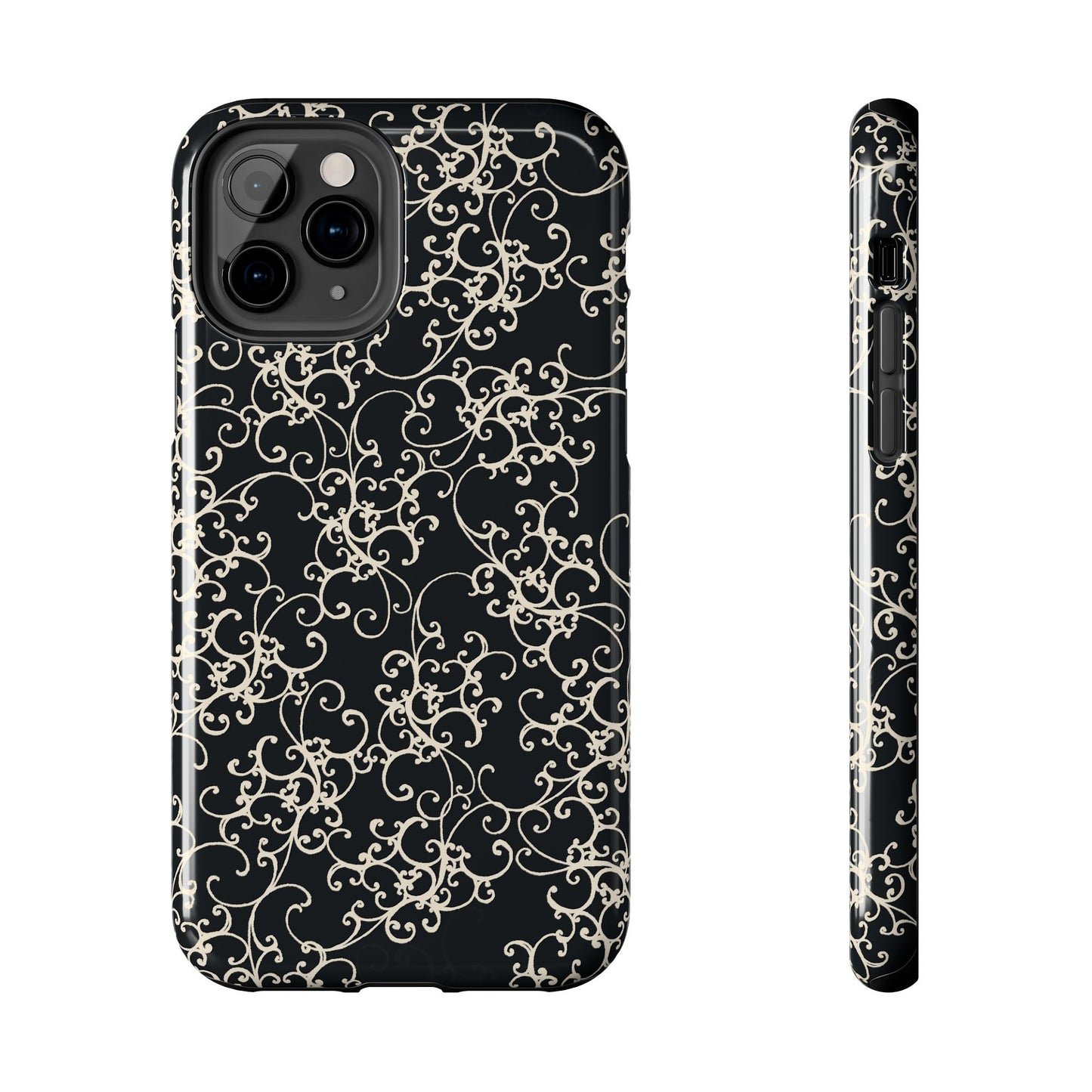Elegant Scroll Black / Ivory Phone Case