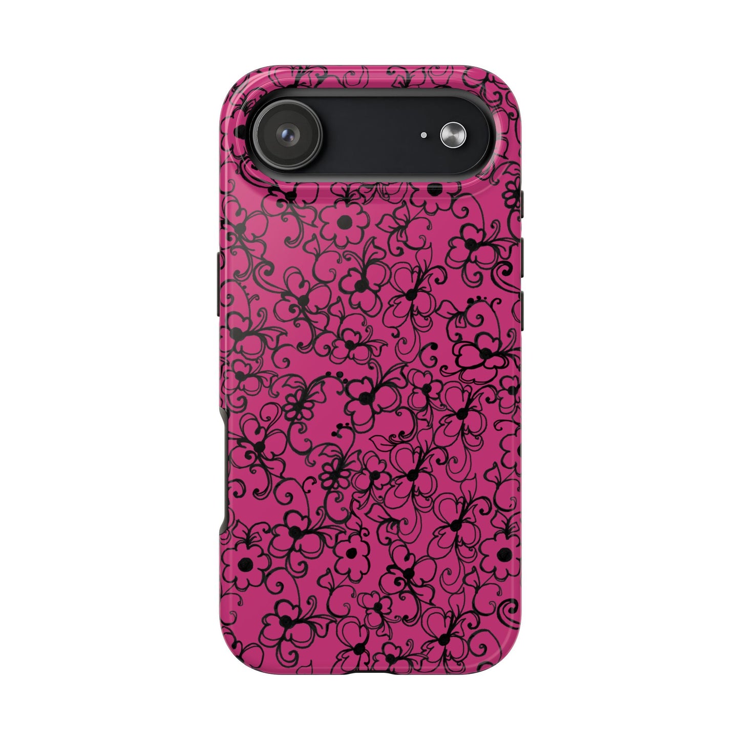 Daisy Jungle Pink / Black Phone Case