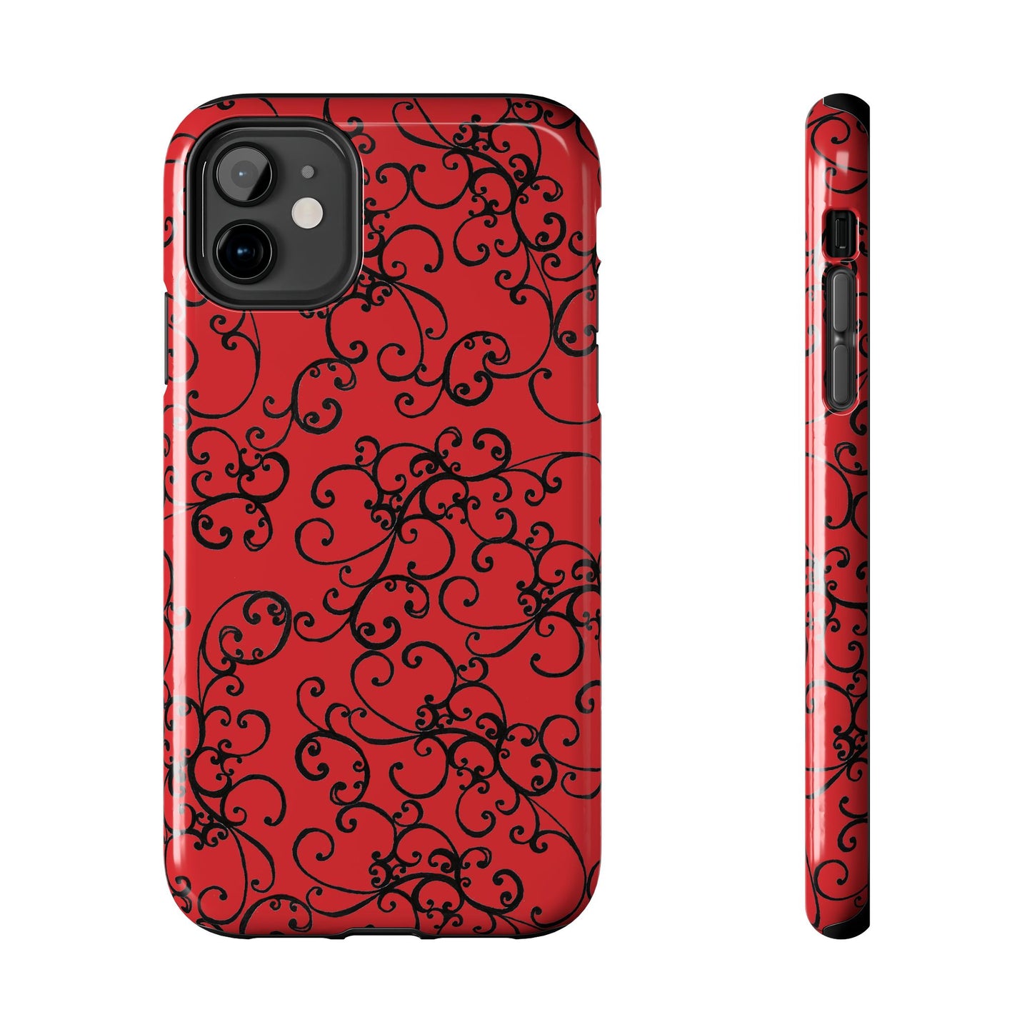 Elegant Scroll Red / Black Phone Case