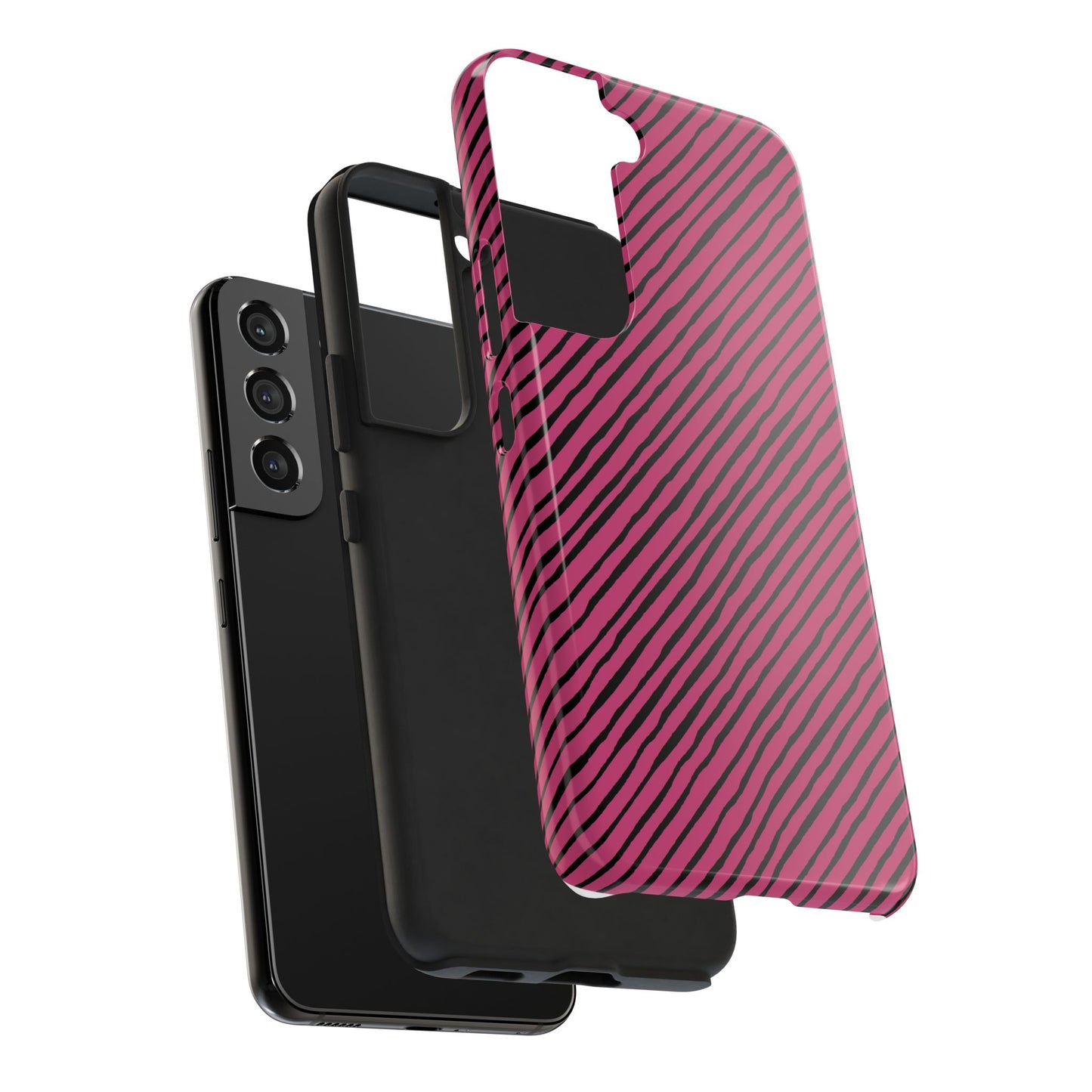 Quirky Bias Stripe Magenta / Black Phone Case