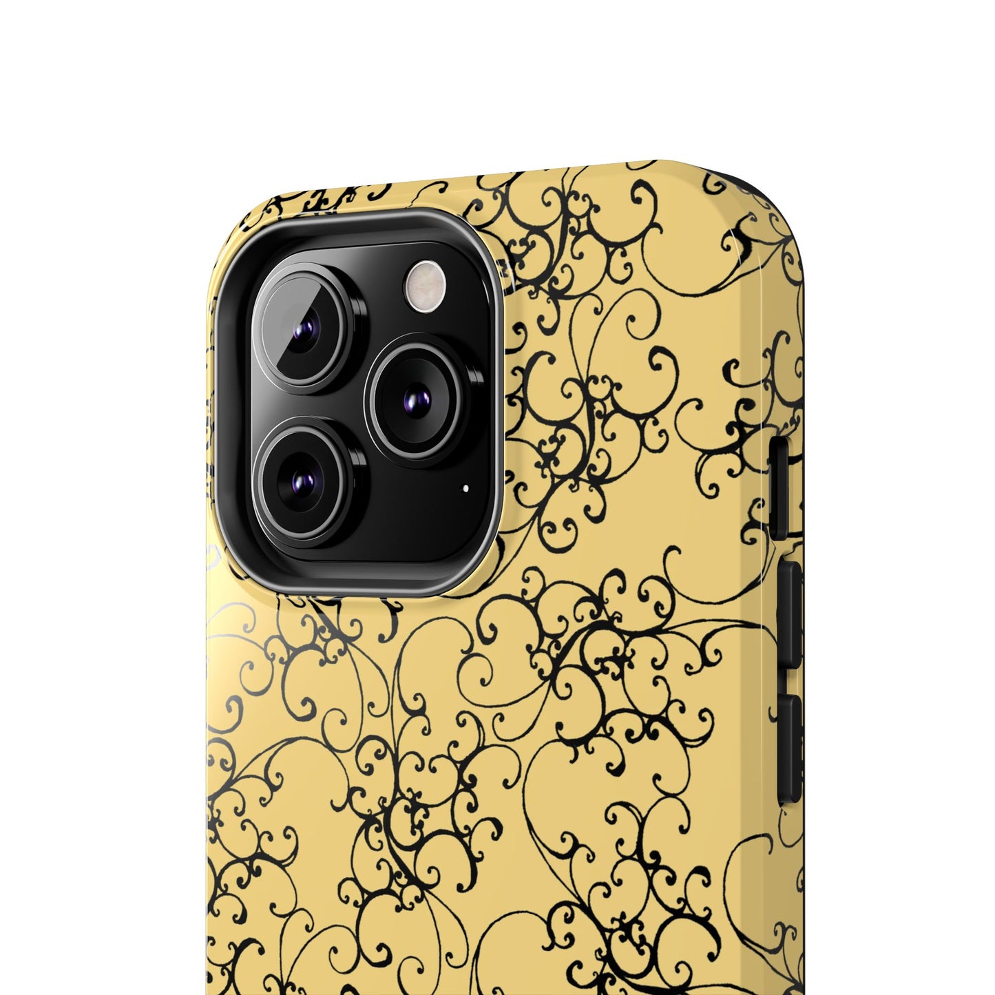 Elegant Scroll Yellow / Black Phone Case