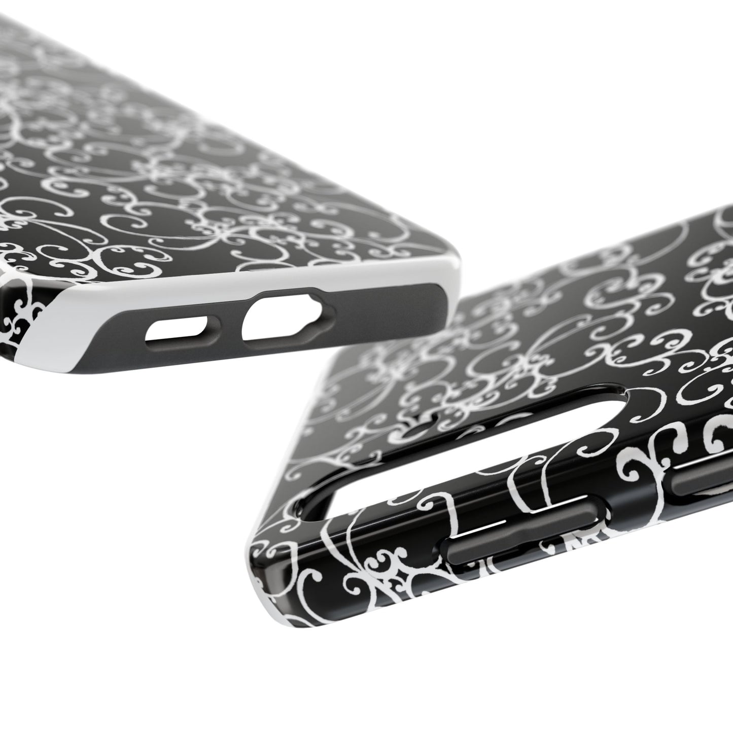 Elegant Scroll Black / White Phone Case