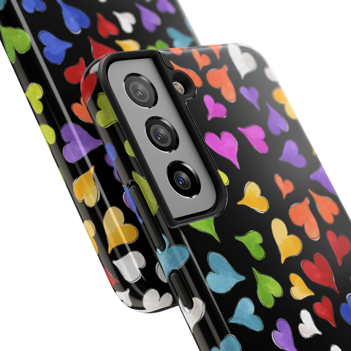 Happy Hearts Black Phone Case