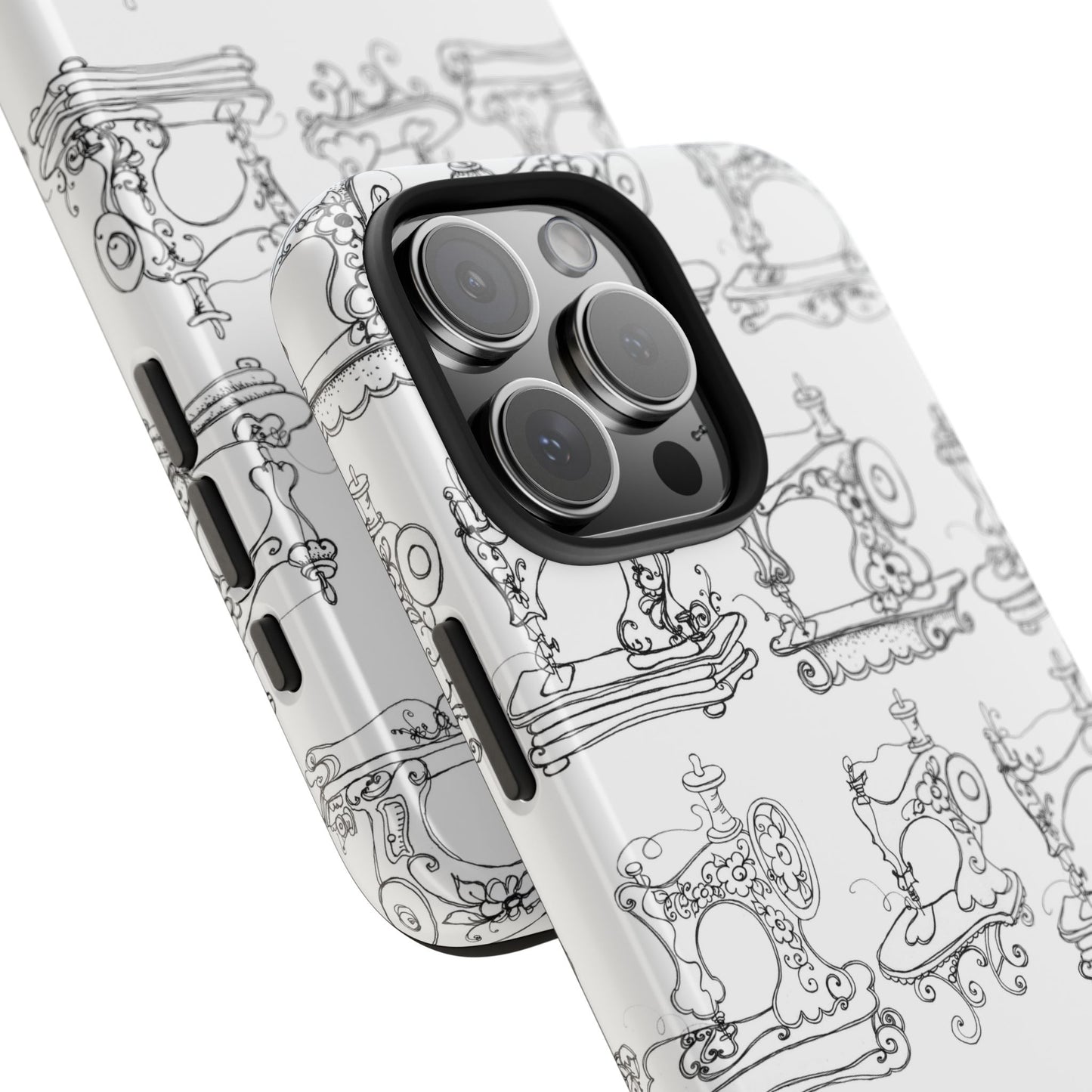 Sew Sew White / Black Phone Case