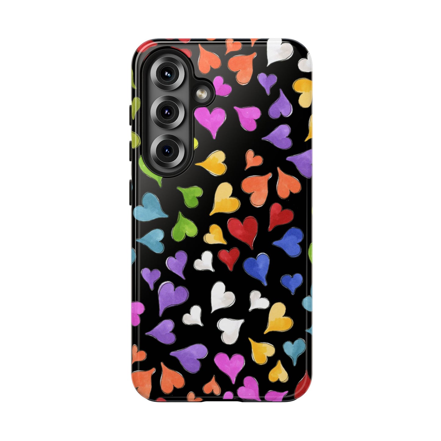 Happy Hearts Black Phone Case