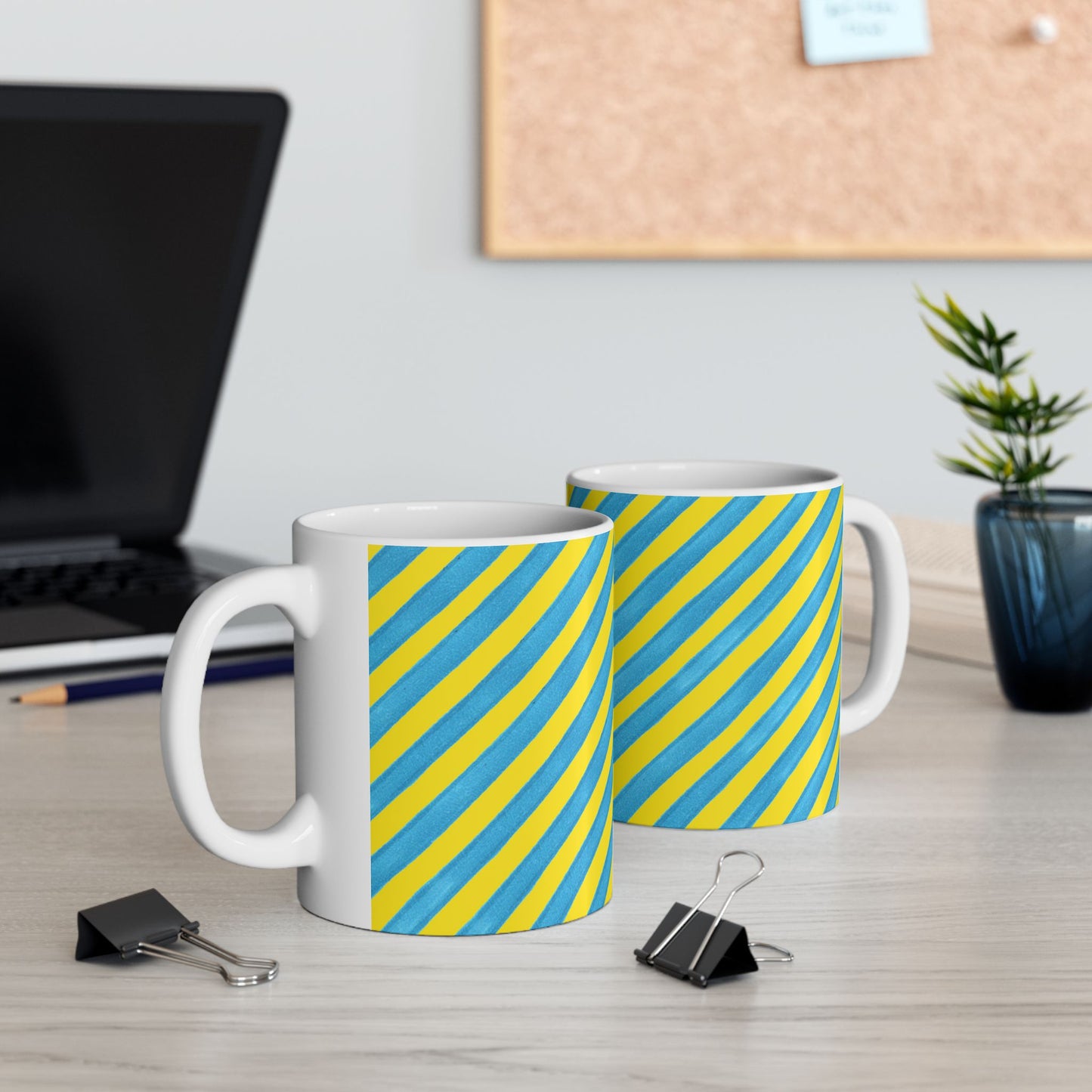 Bias Stripe Turquoise / Yellow Cup