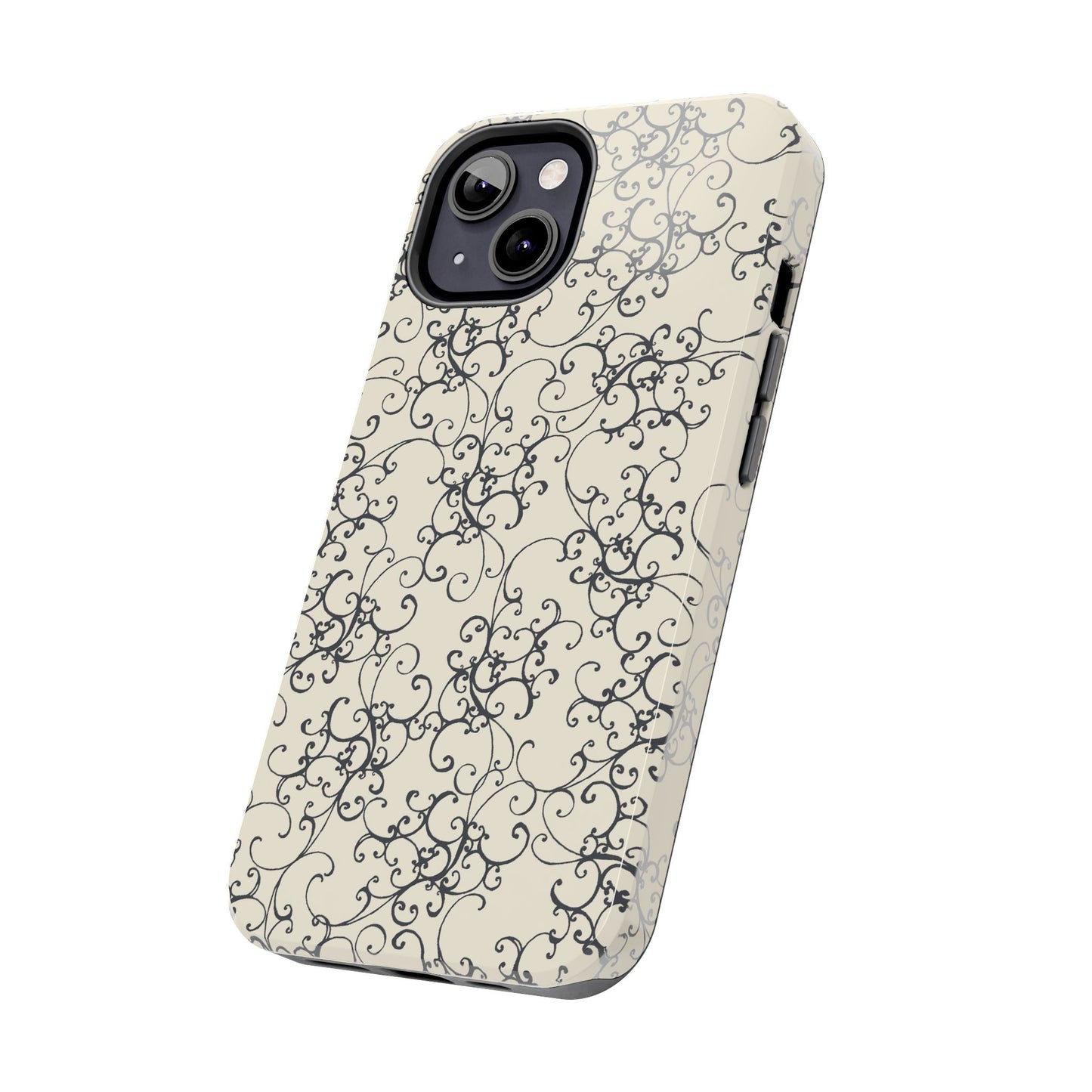Elegant Scroll Ivory / Black Phone Case