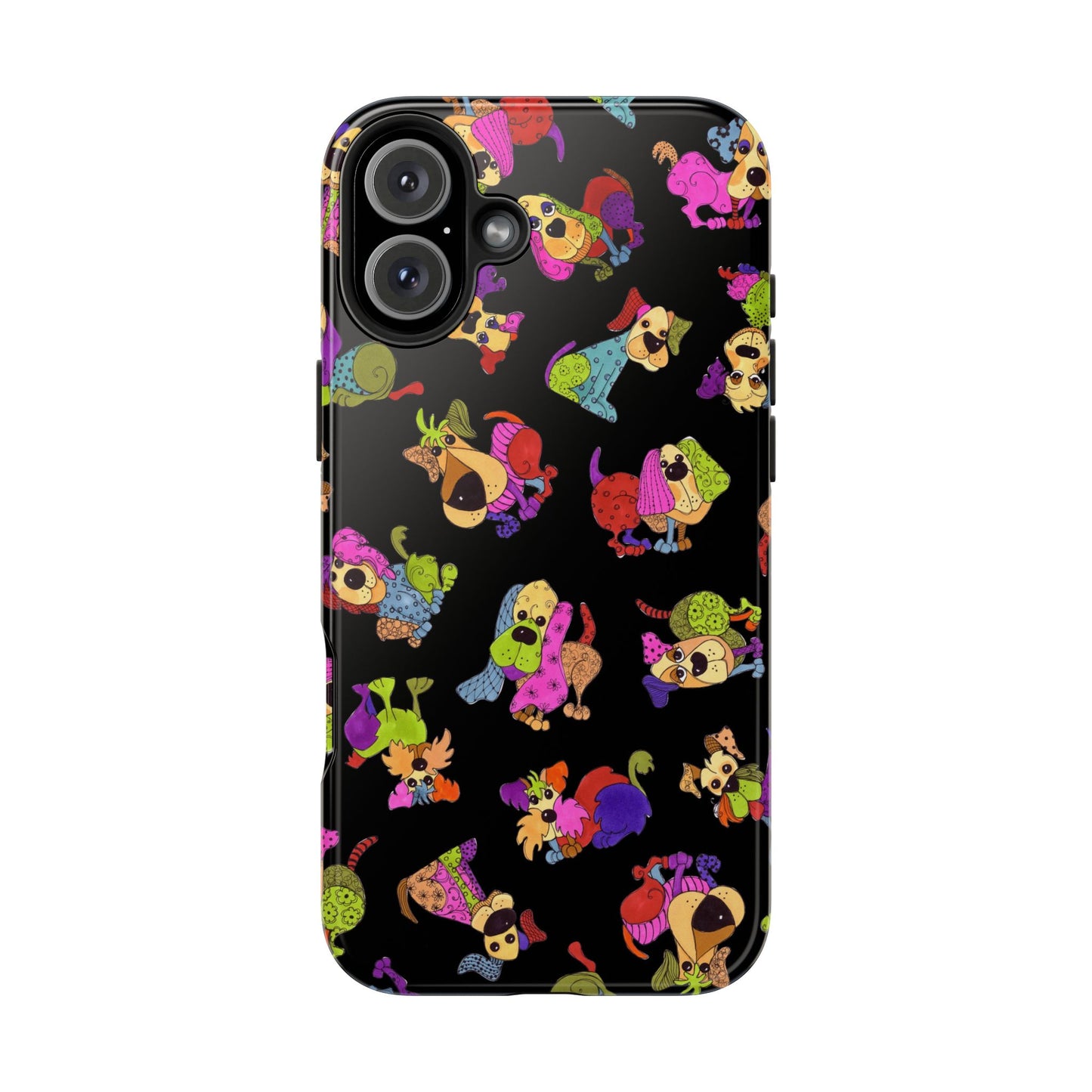 Tossed Happy Dogs Black Phone Case