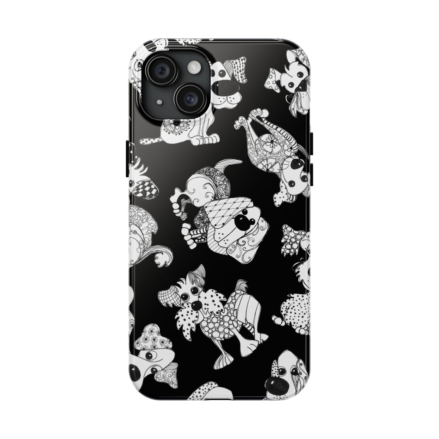 Doodle Dogs Black Phone Case