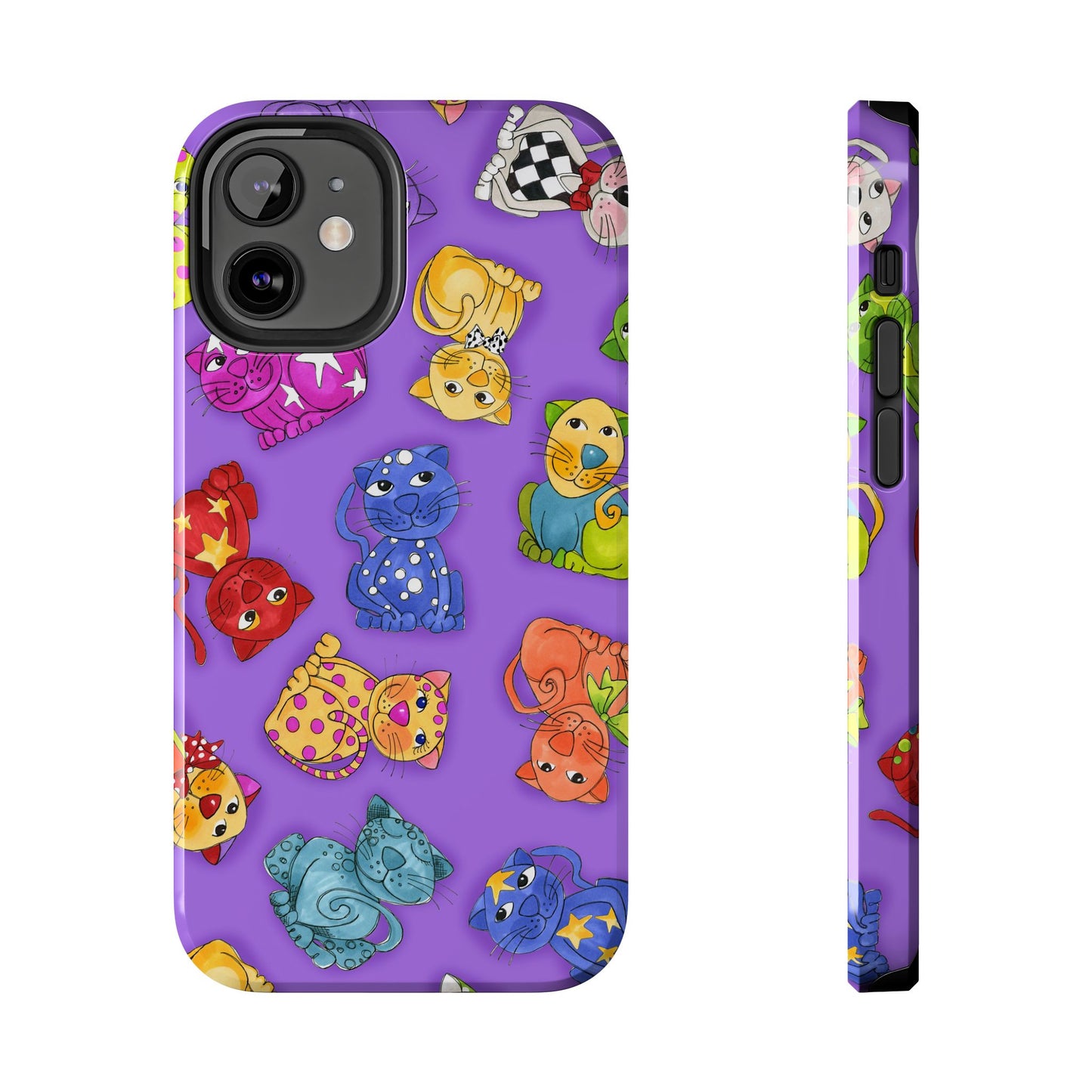 Tossed Happy Cats Purple Phone Case