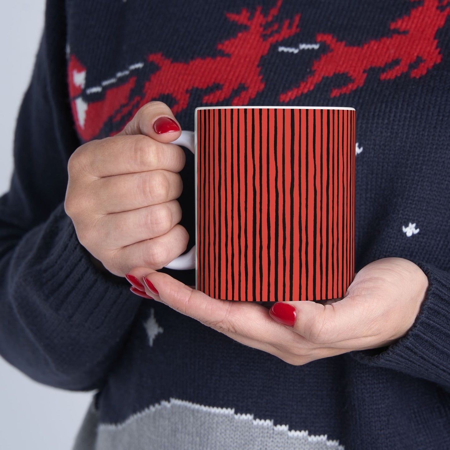 Quirky Pin Stripe Red / Black Cup
