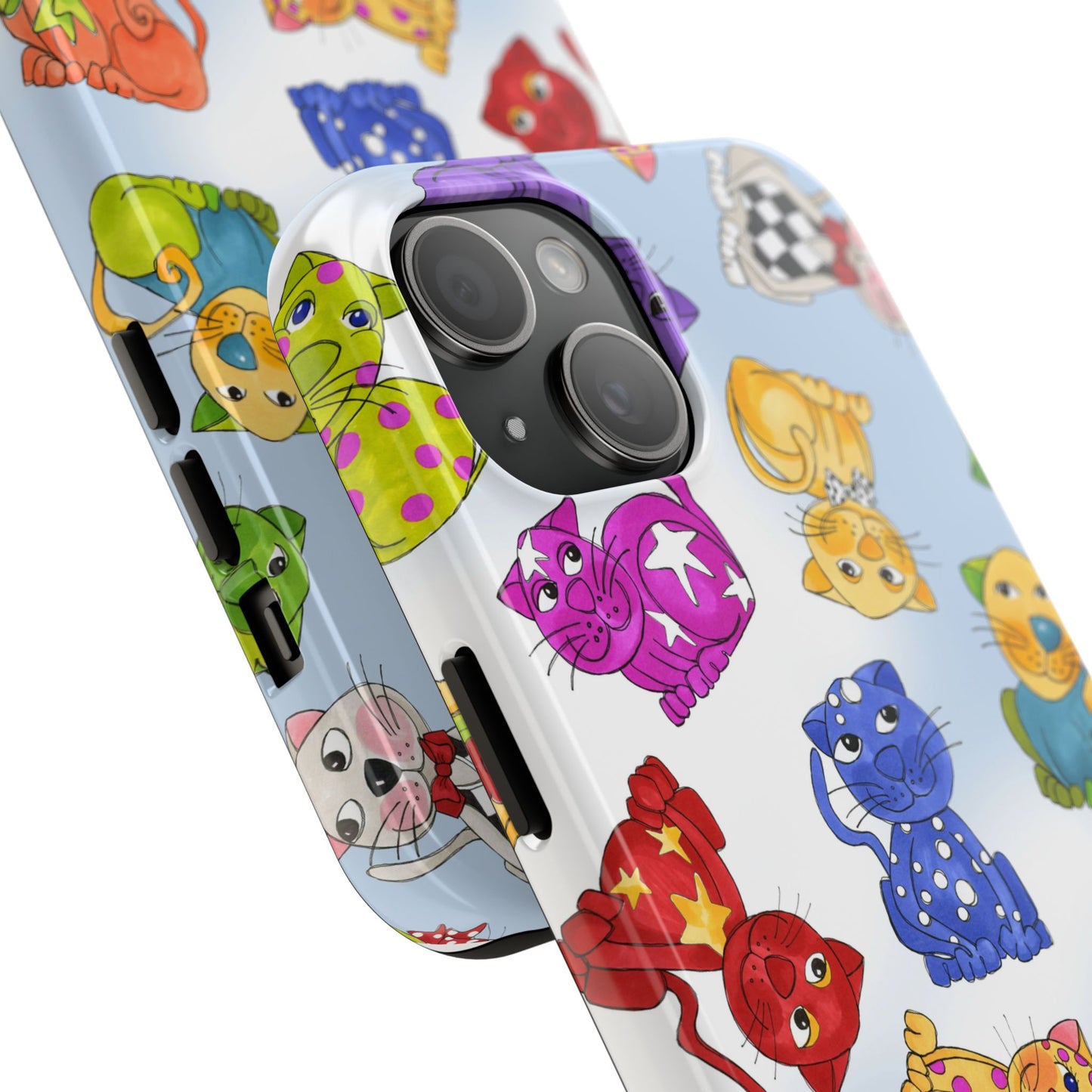 Tossed Happy Cats Blue Sky Phone Case