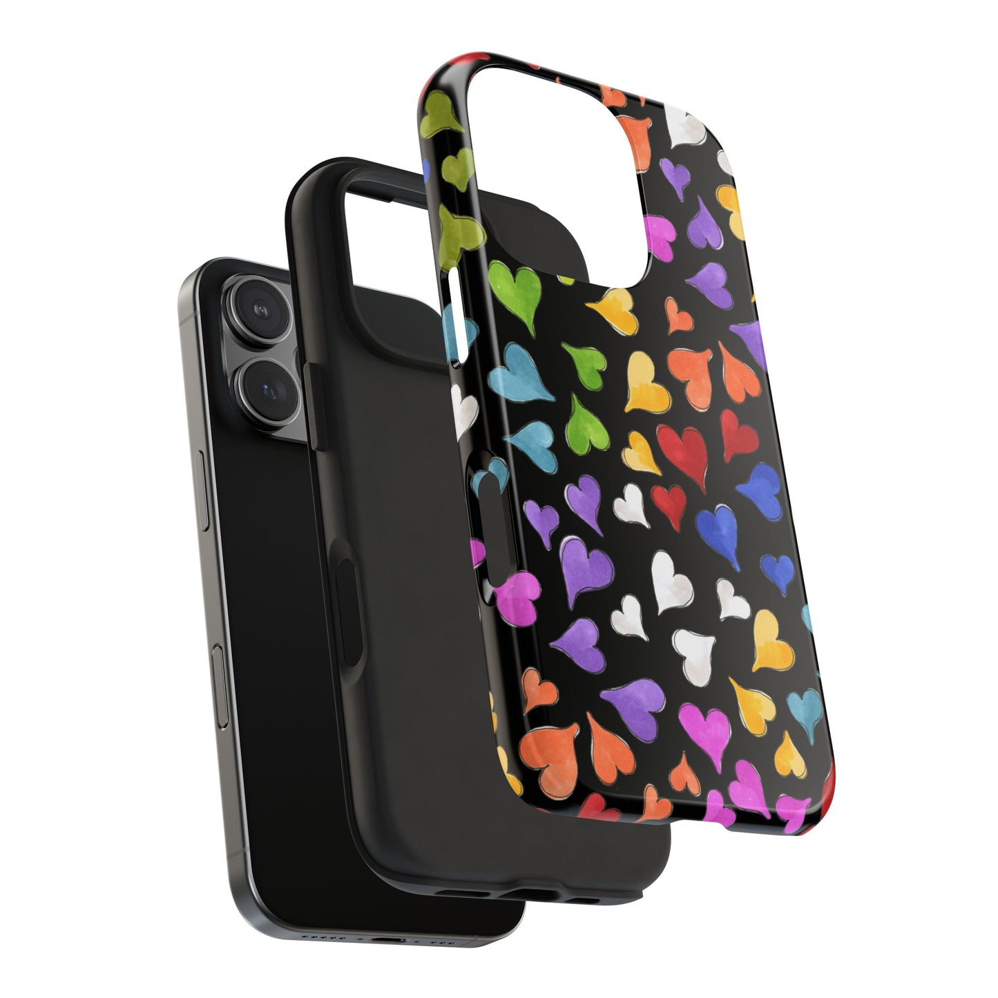 Happy Hearts Black Phone Case
