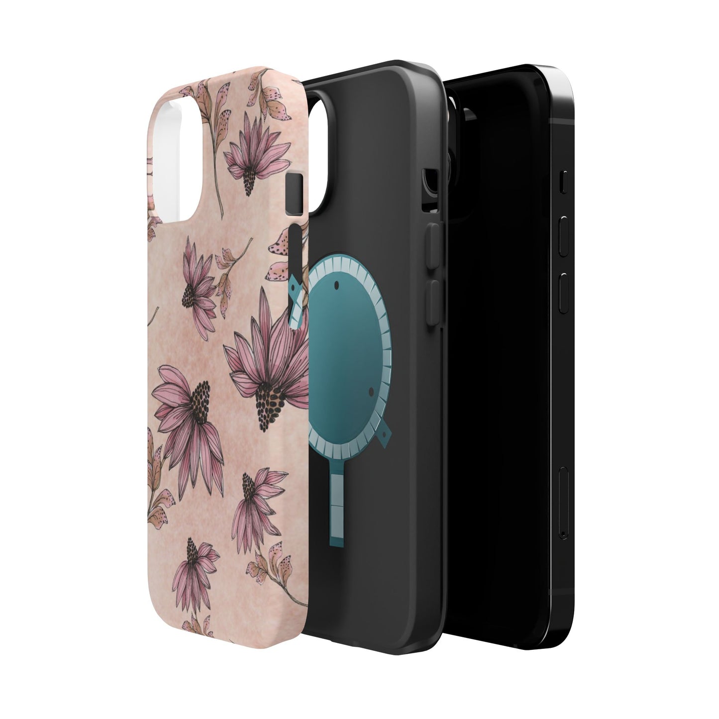 Wild Cone Flowers Pink Marble Phone Case