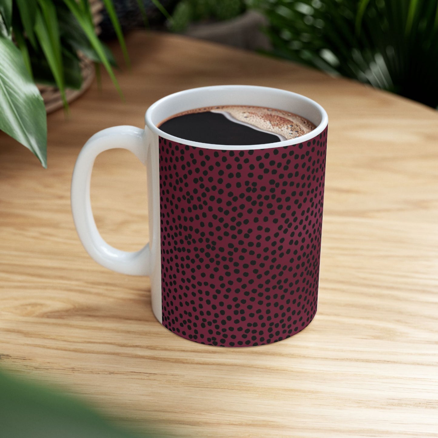 Bitty Dots Burgundy / Black Cup