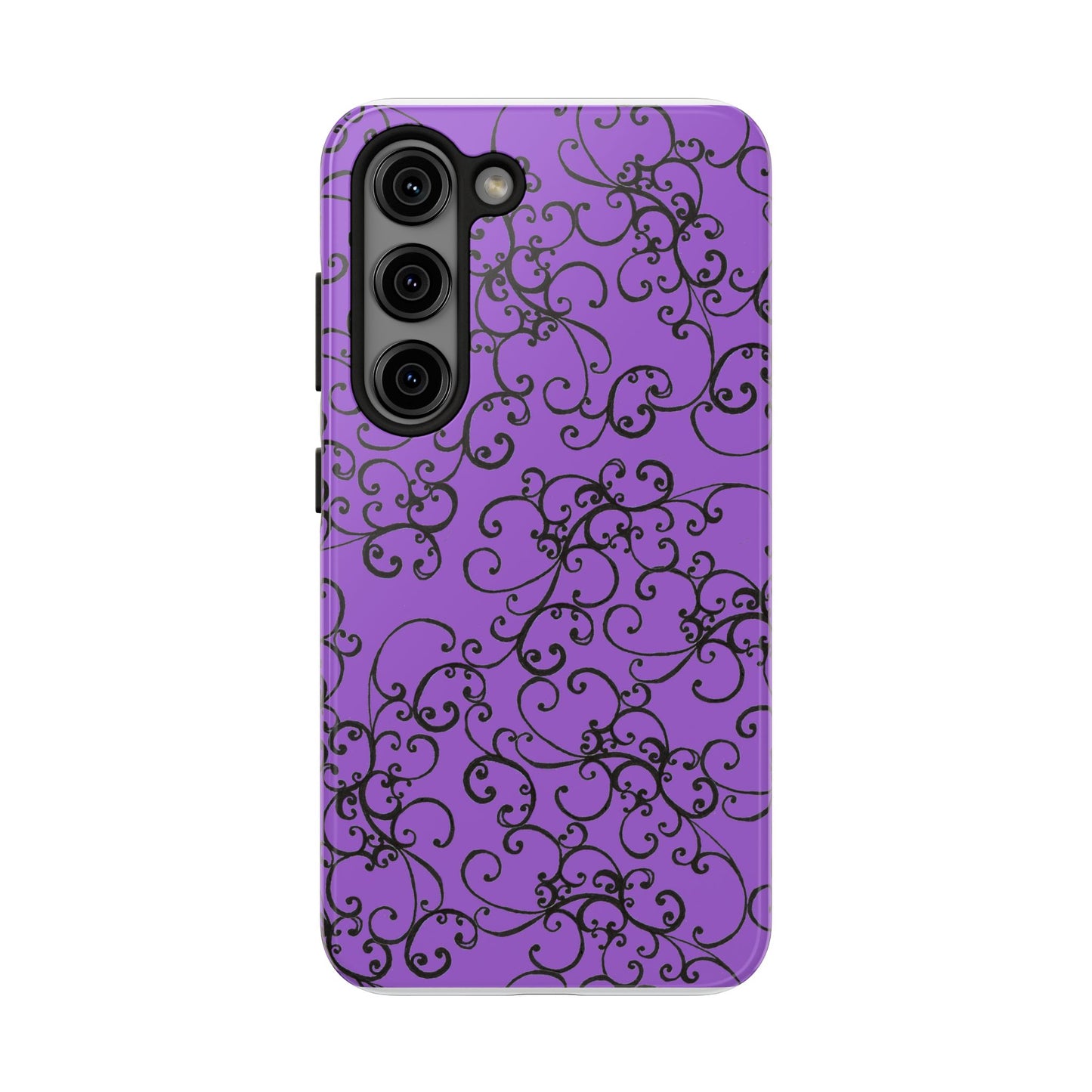 Elegant Scroll Purple / Black Phone Case