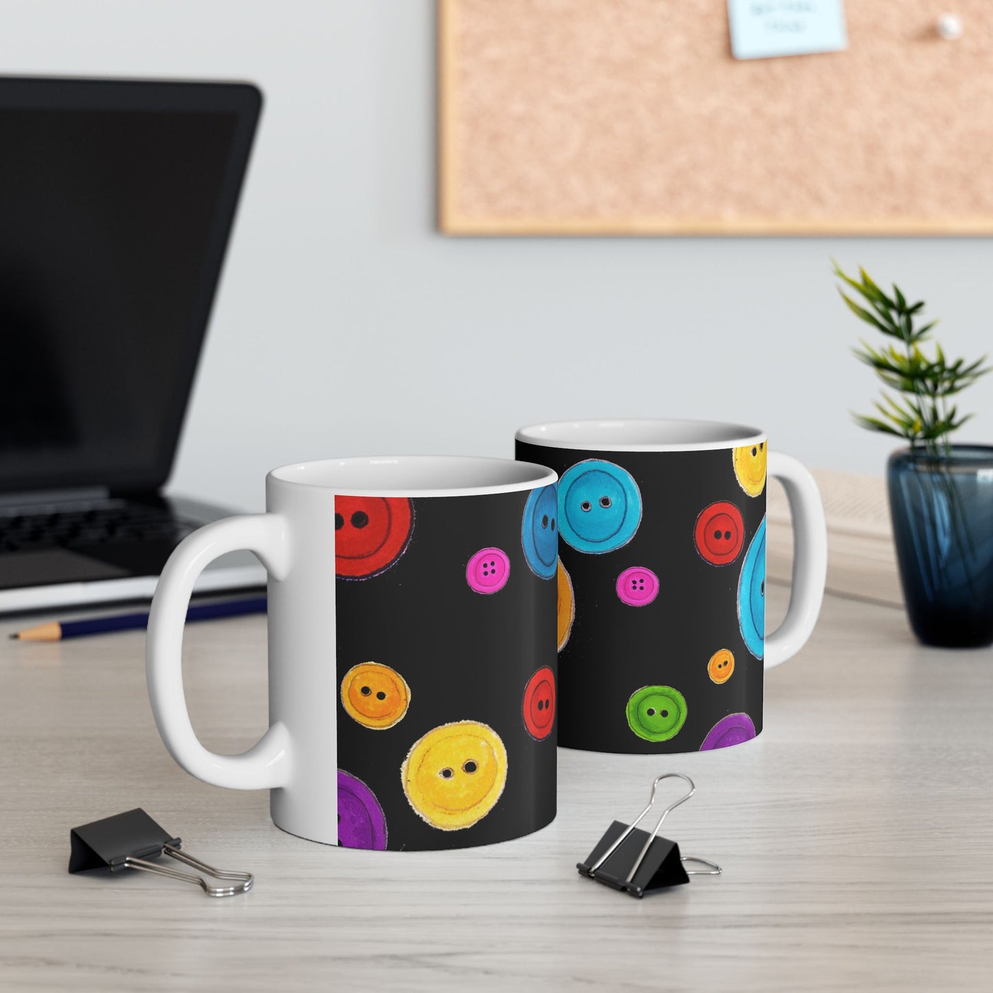 Button Dots Black Cup