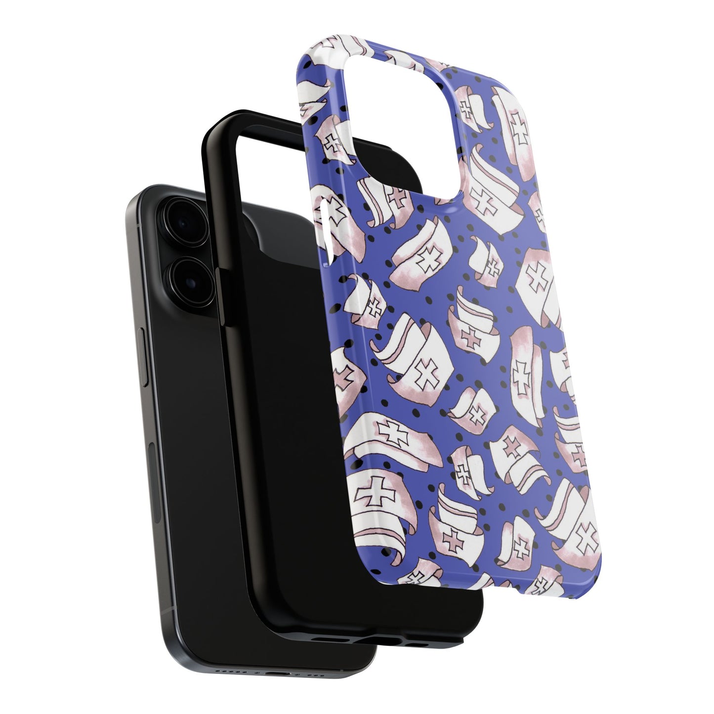 Med Hats Blue / Black Phone Case