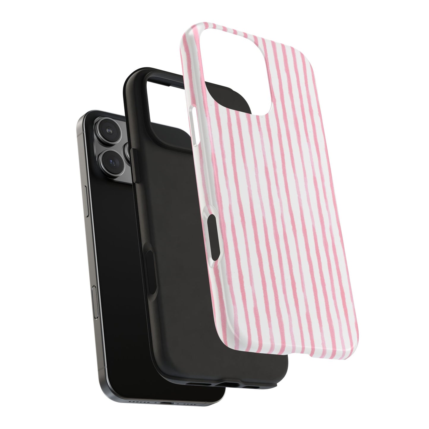 Happy Stripe White / Pink Phone Case