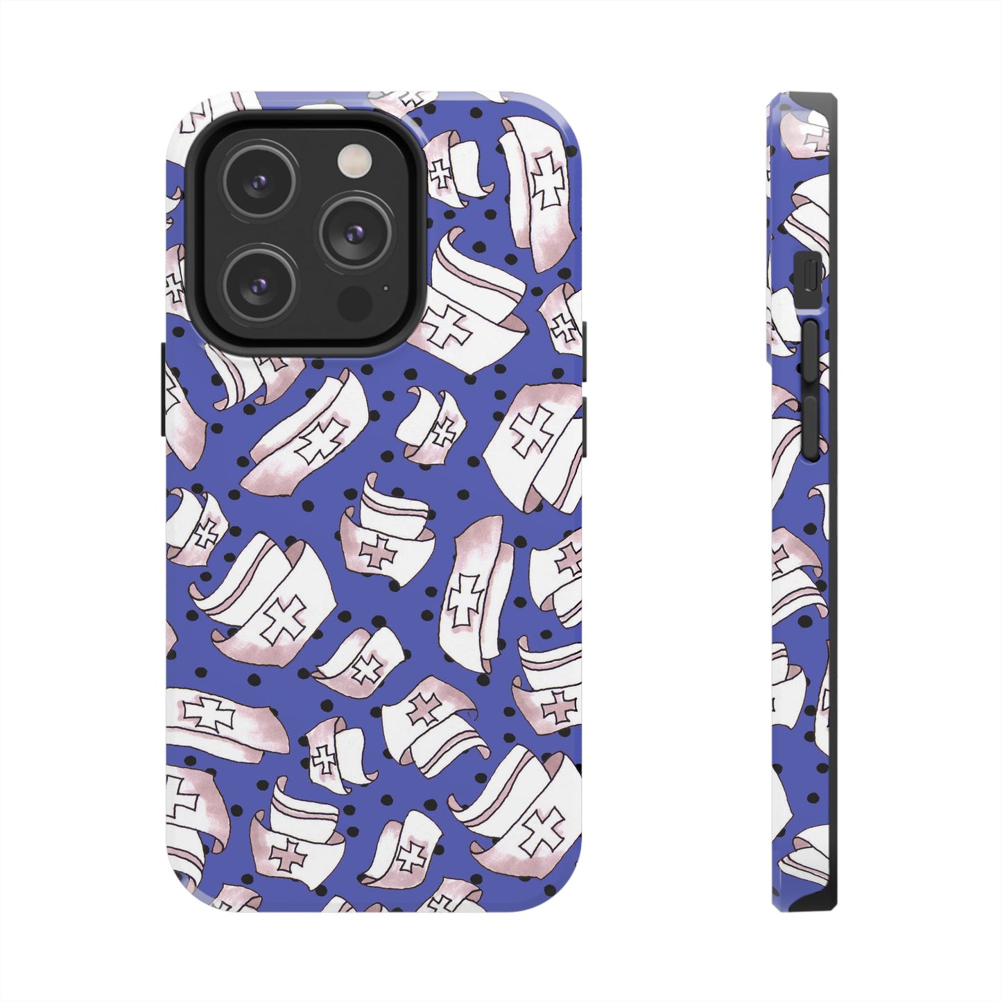 Med Hats Blue / Black Phone Case