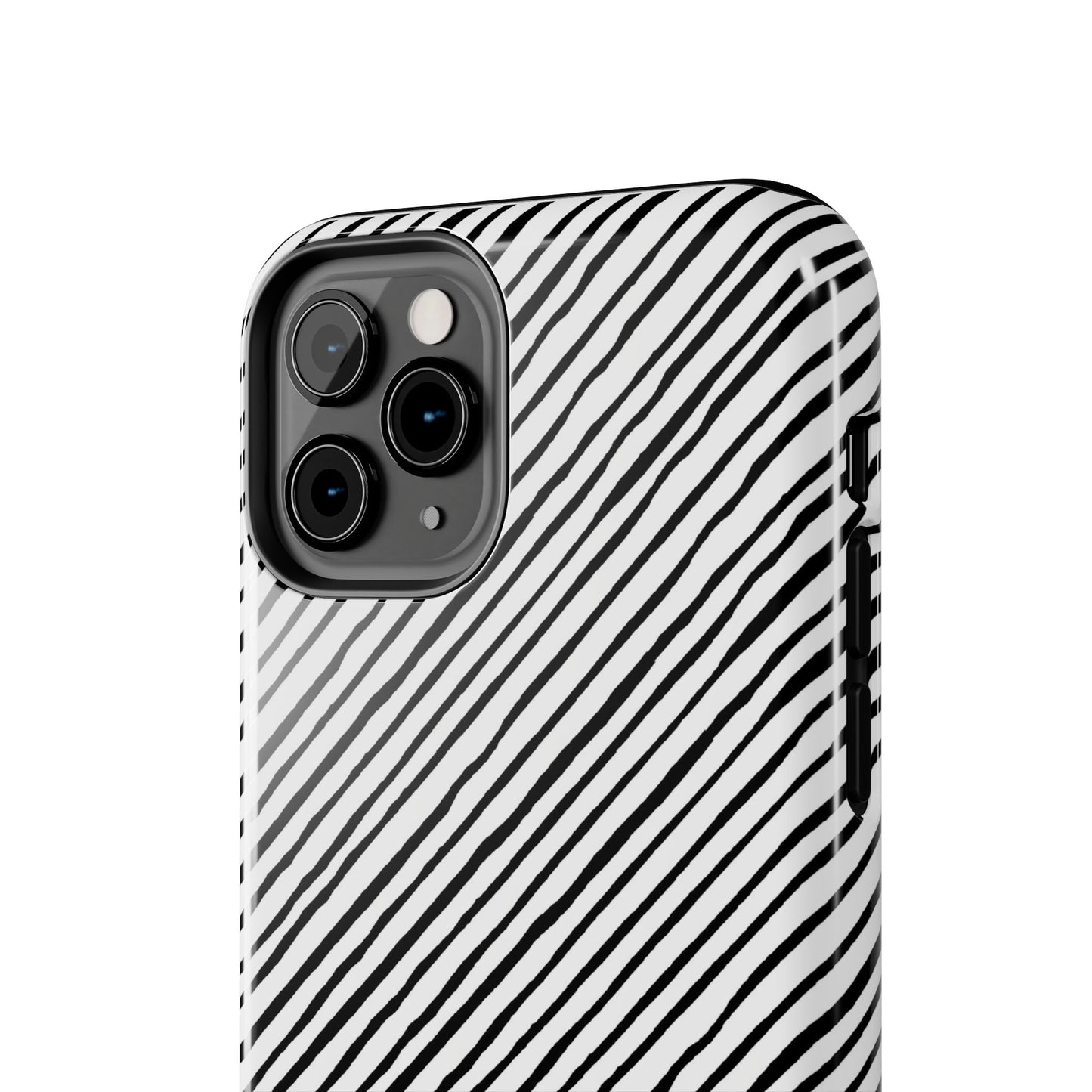 Quirky Bias Stripe White / Black Phone Case