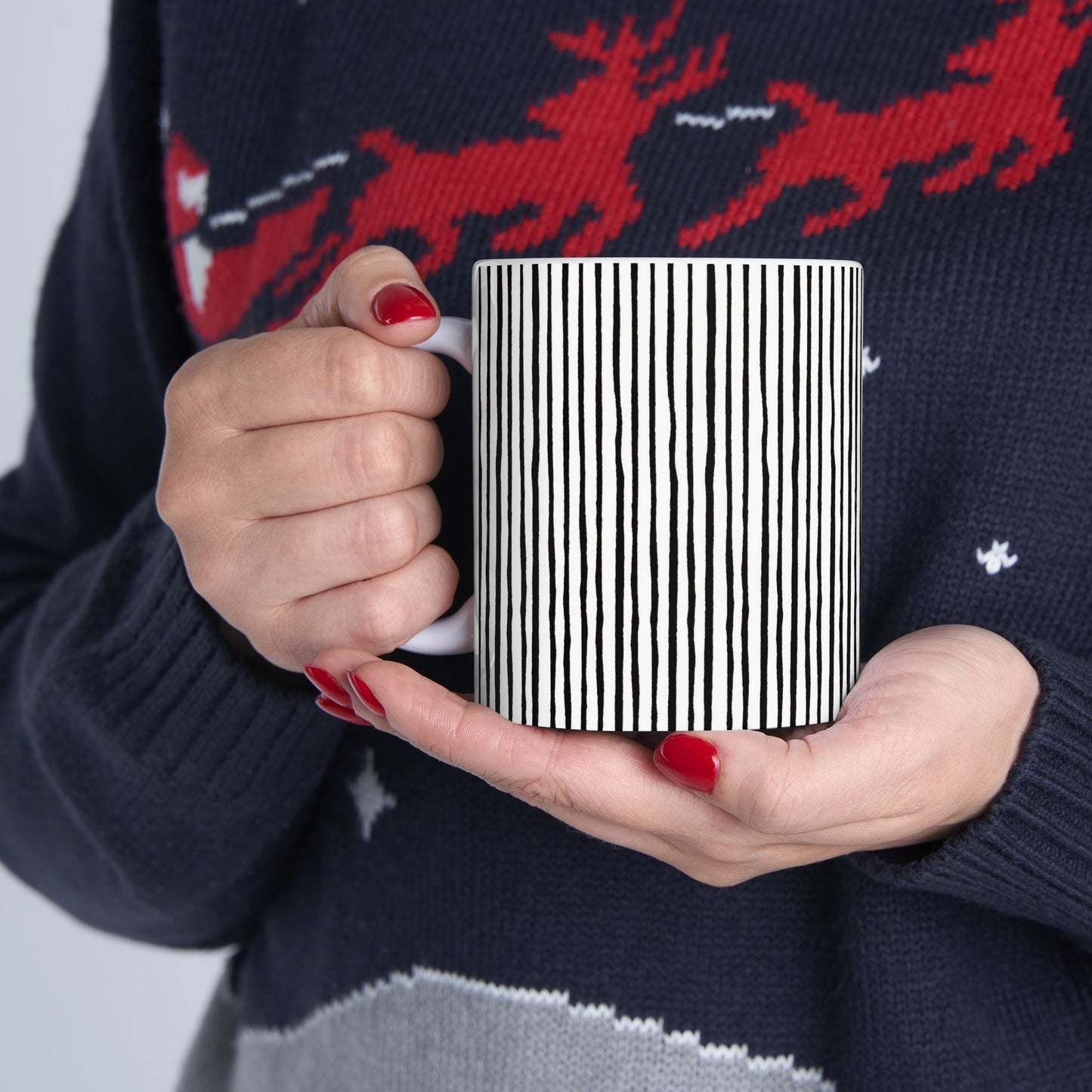 Quirky Pin Stripe White / Black Cup