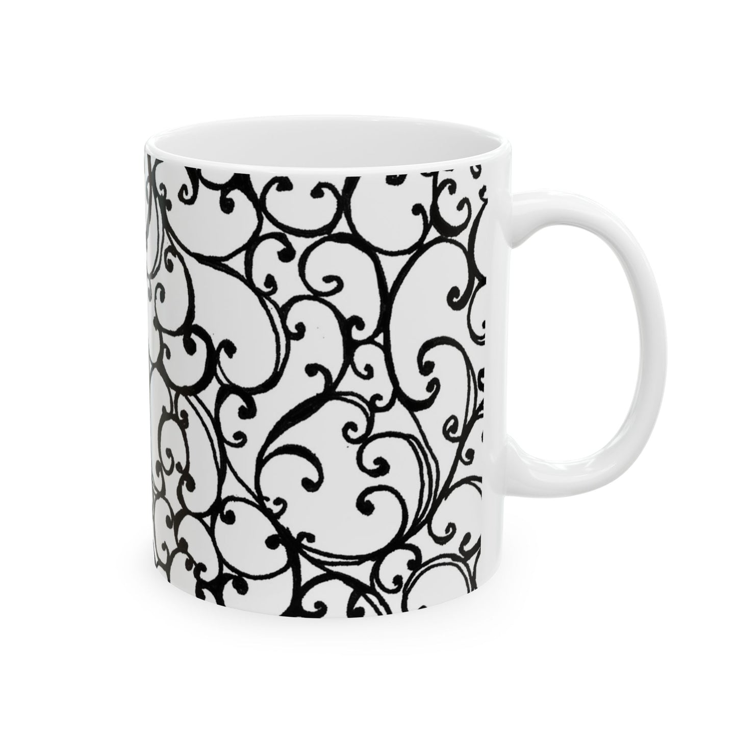 Scrollie White / Black Cup