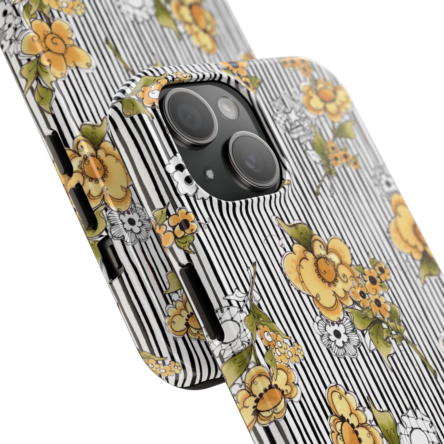 Bee Floral White / Black Phone Case