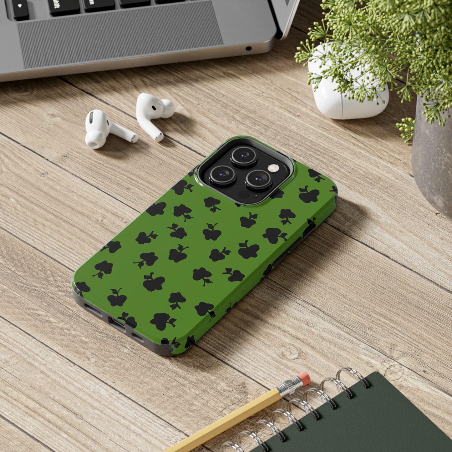 Happy Apples Green / Black Phone Case