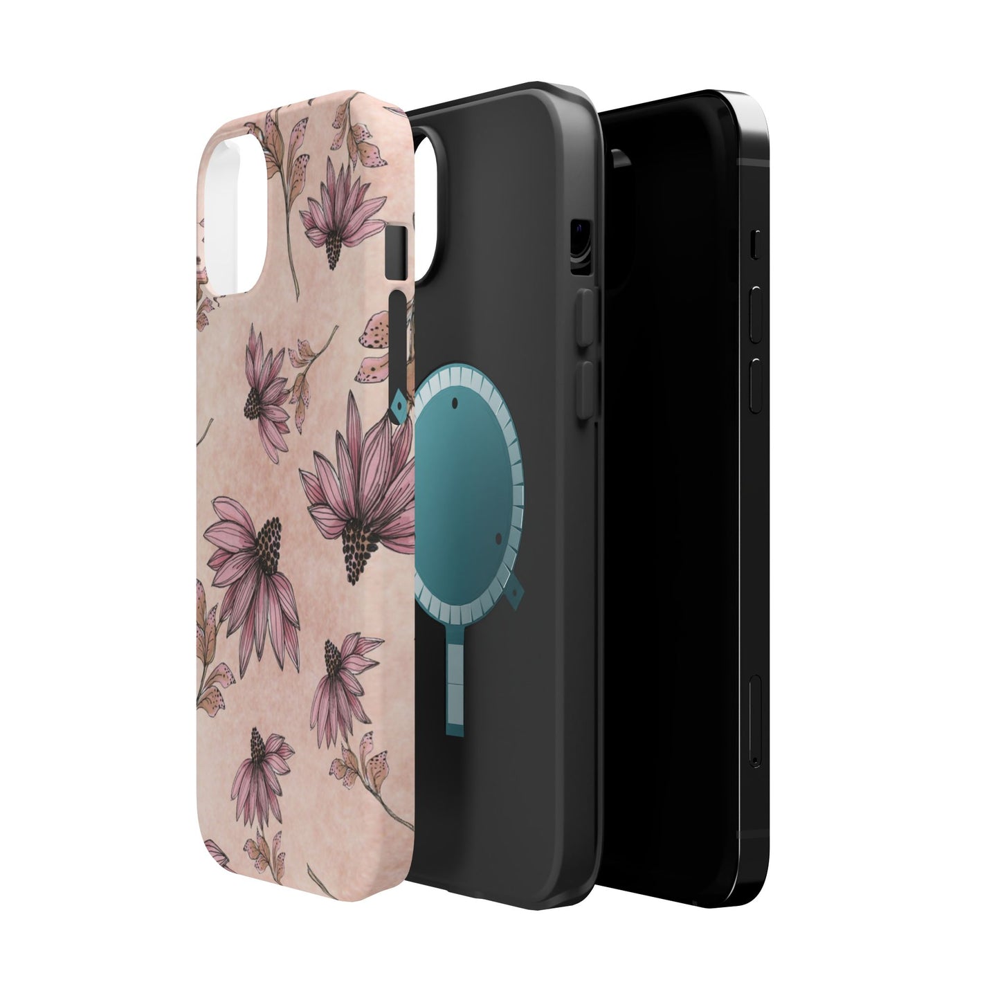 Wild Cone Flowers Pink Marble Phone Case