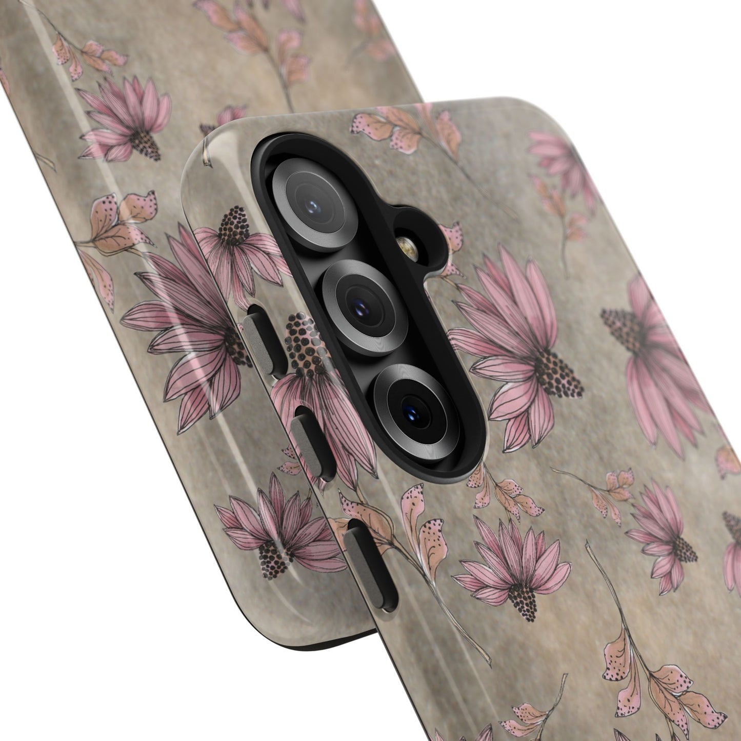 Wild Cone Flowers Taupe Marble Phone Case