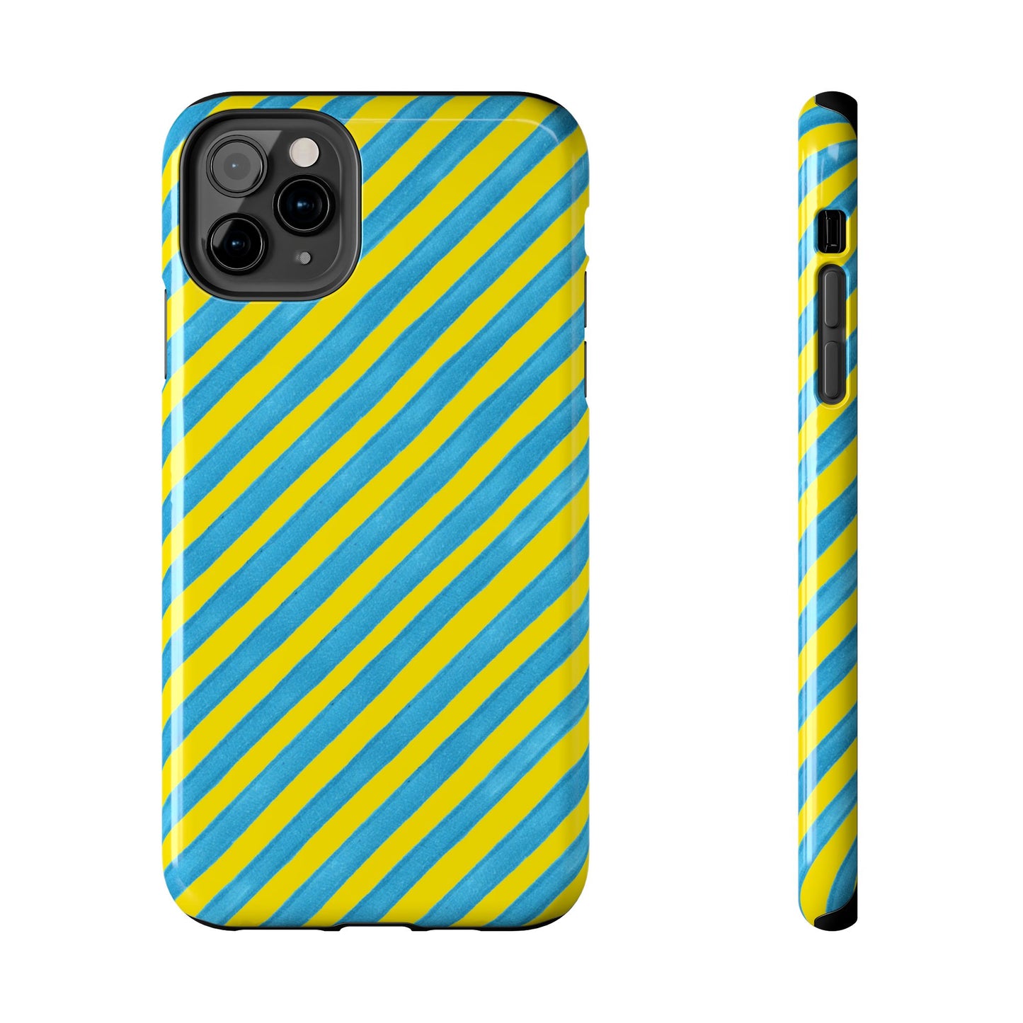 Bias Stripe Turquoise / Yellow Phone Case