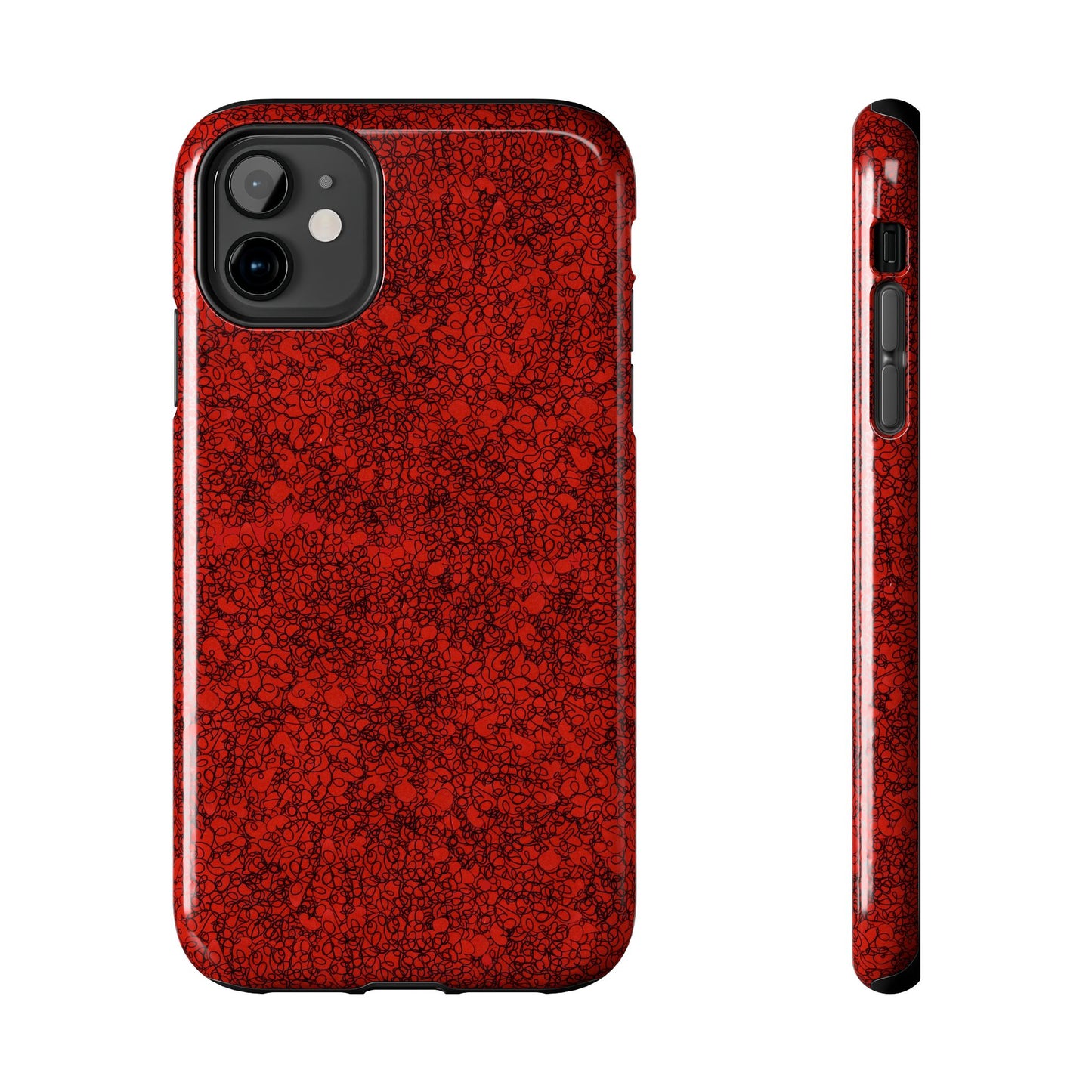 Scribble Red / Black Phone Case