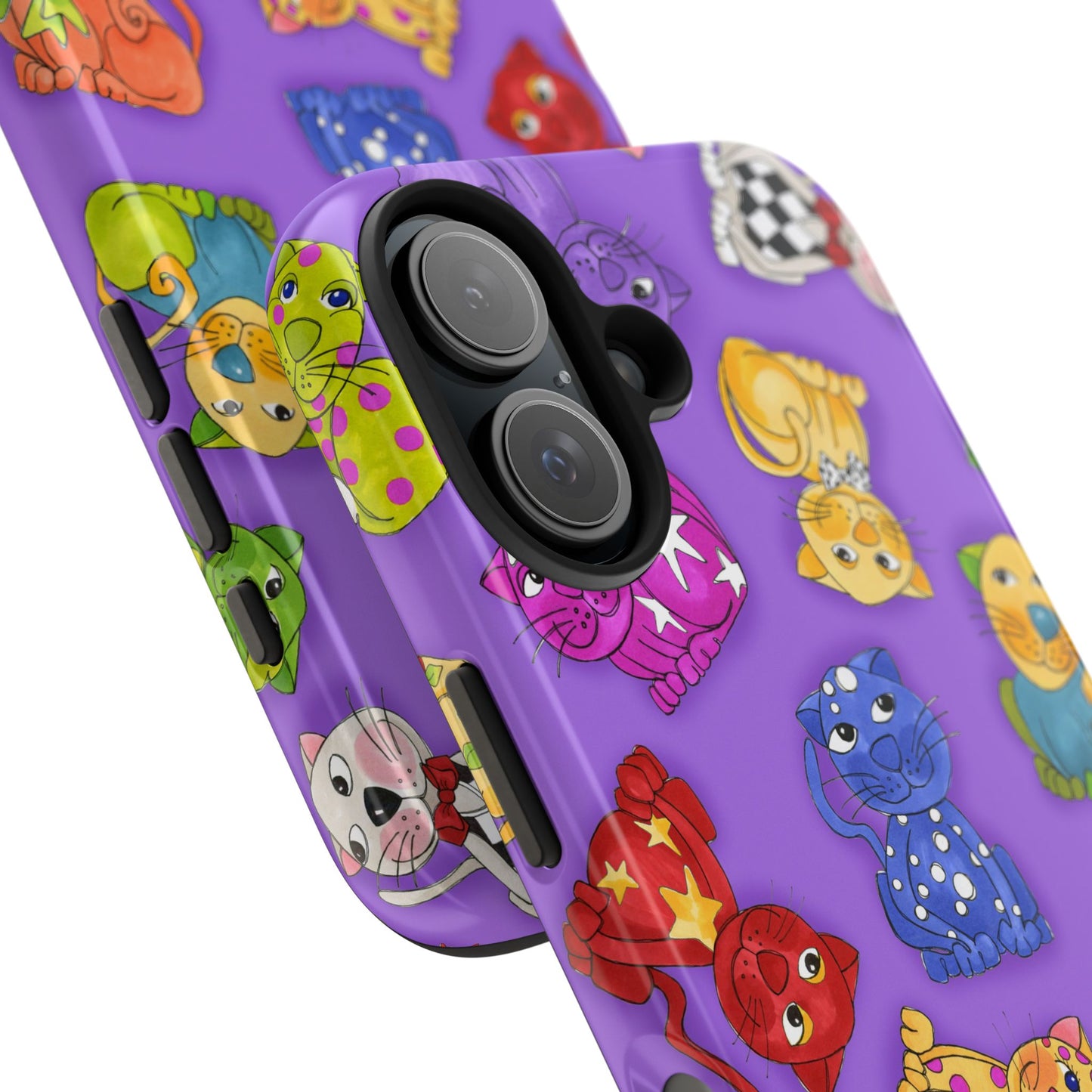 Tossed Happy Cats Purple Phone Case