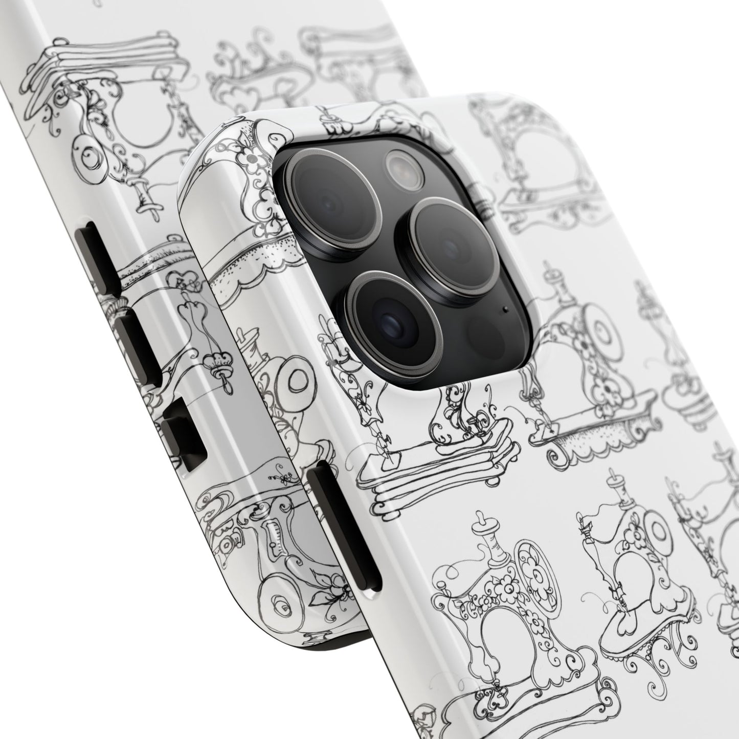 Sew Sew White / Black Phone Case