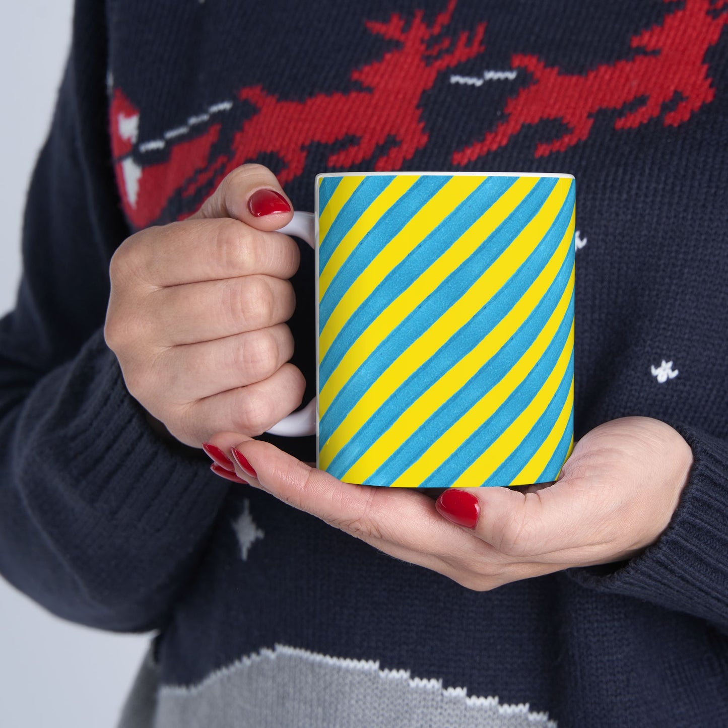 Bias Stripe Turquoise / Yellow Cup