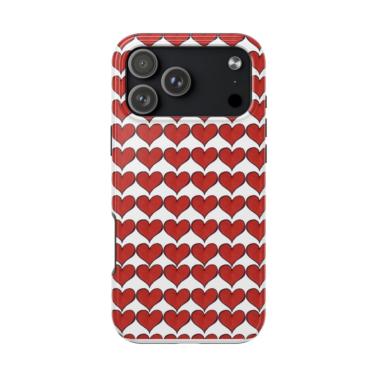 Heartbeats White / Red Phone Case