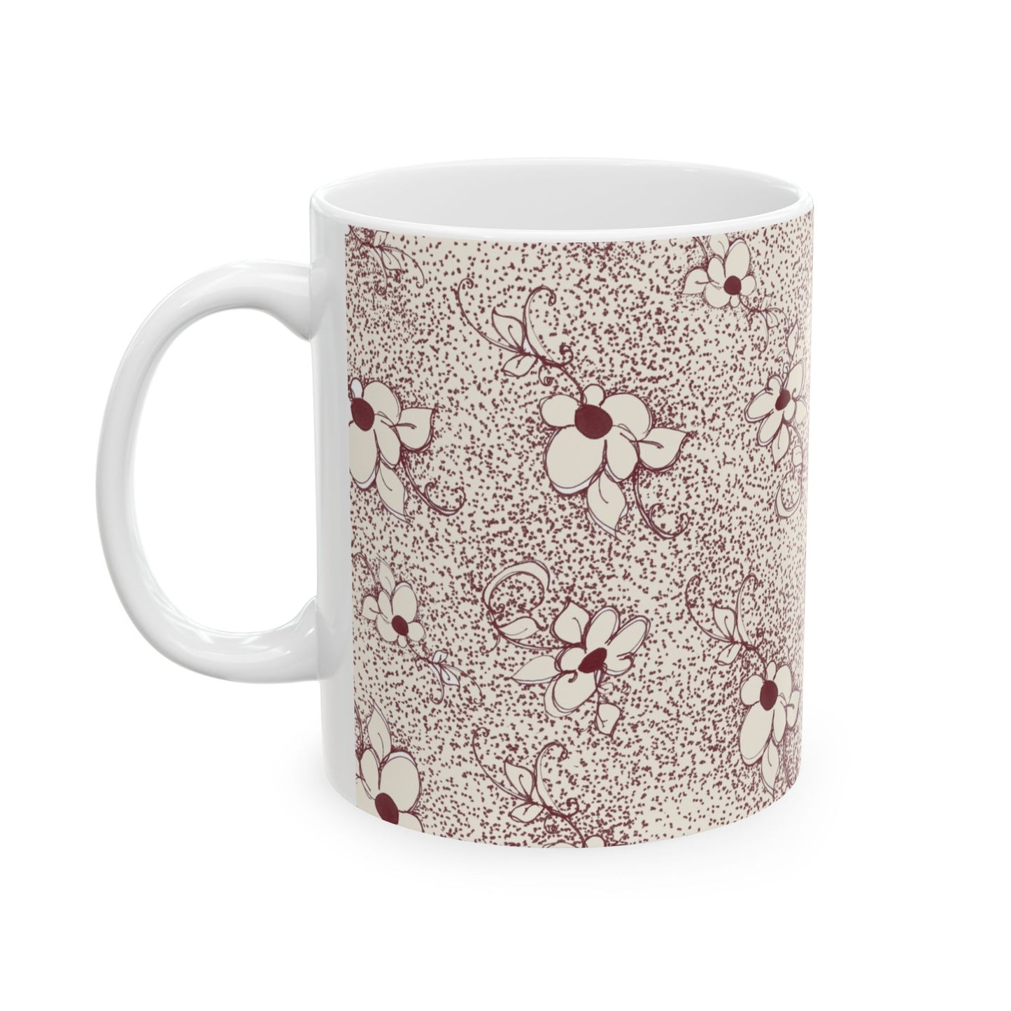 Daisy Specks Ivory / Red Cup