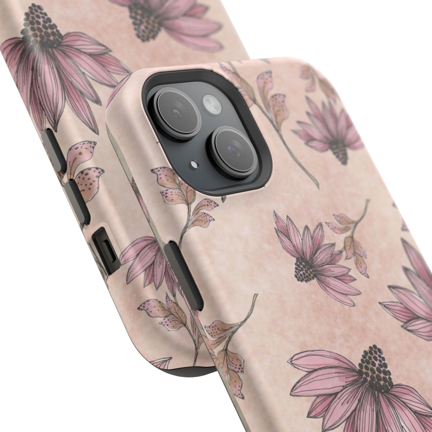 Wild Cone Flowers Pink Marble Phone Case