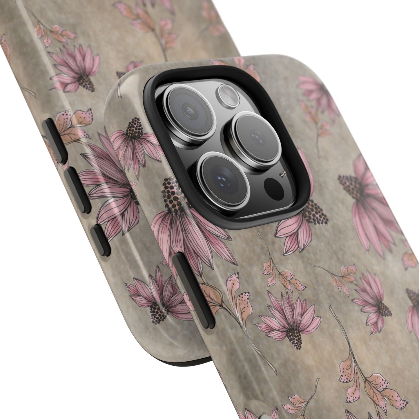 Wild Cone Flowers Taupe Marble Phone Case