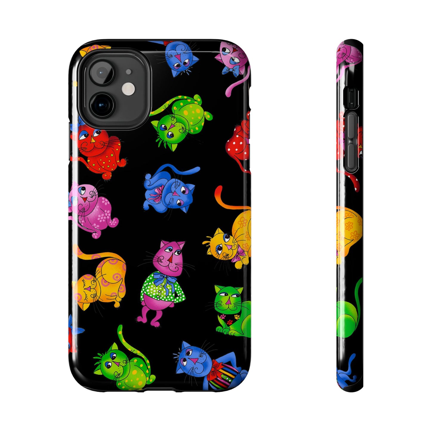 Tossed Cool Cats Black Phone Case