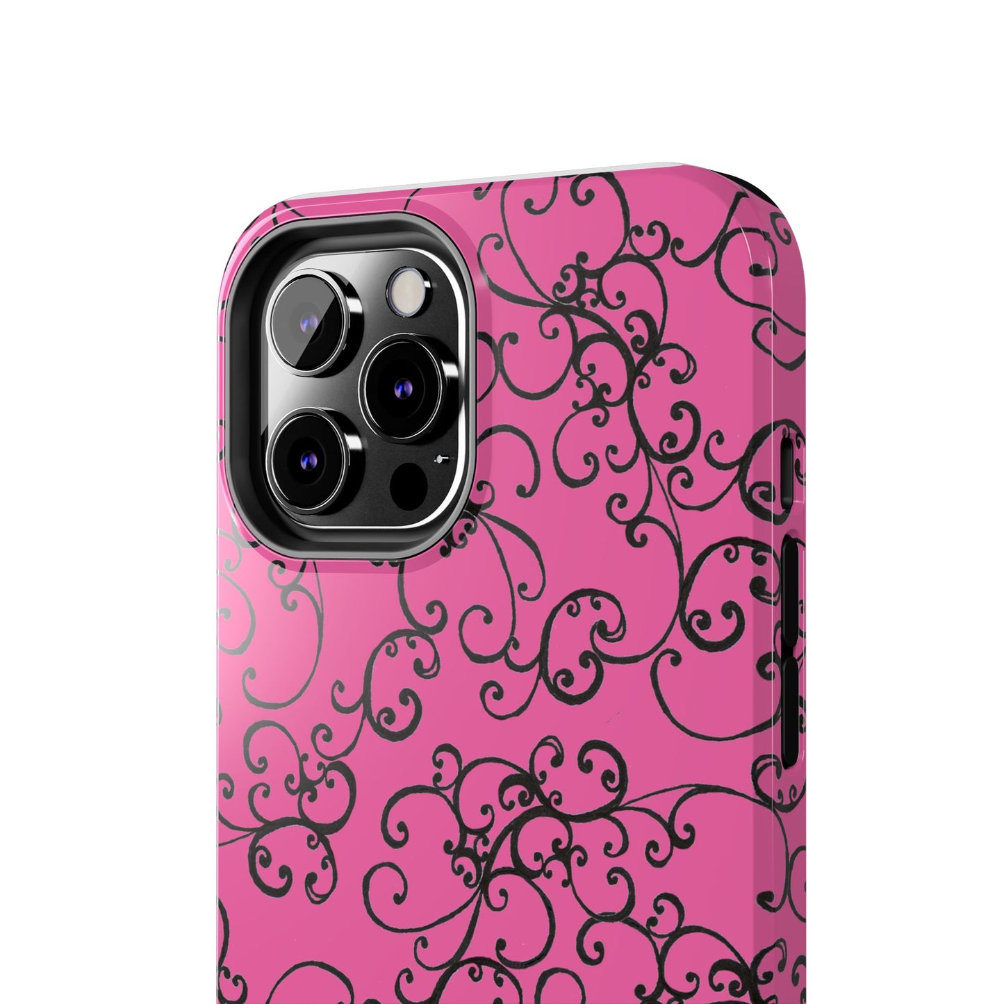 Elegant Scroll Pink / Black Phone Case